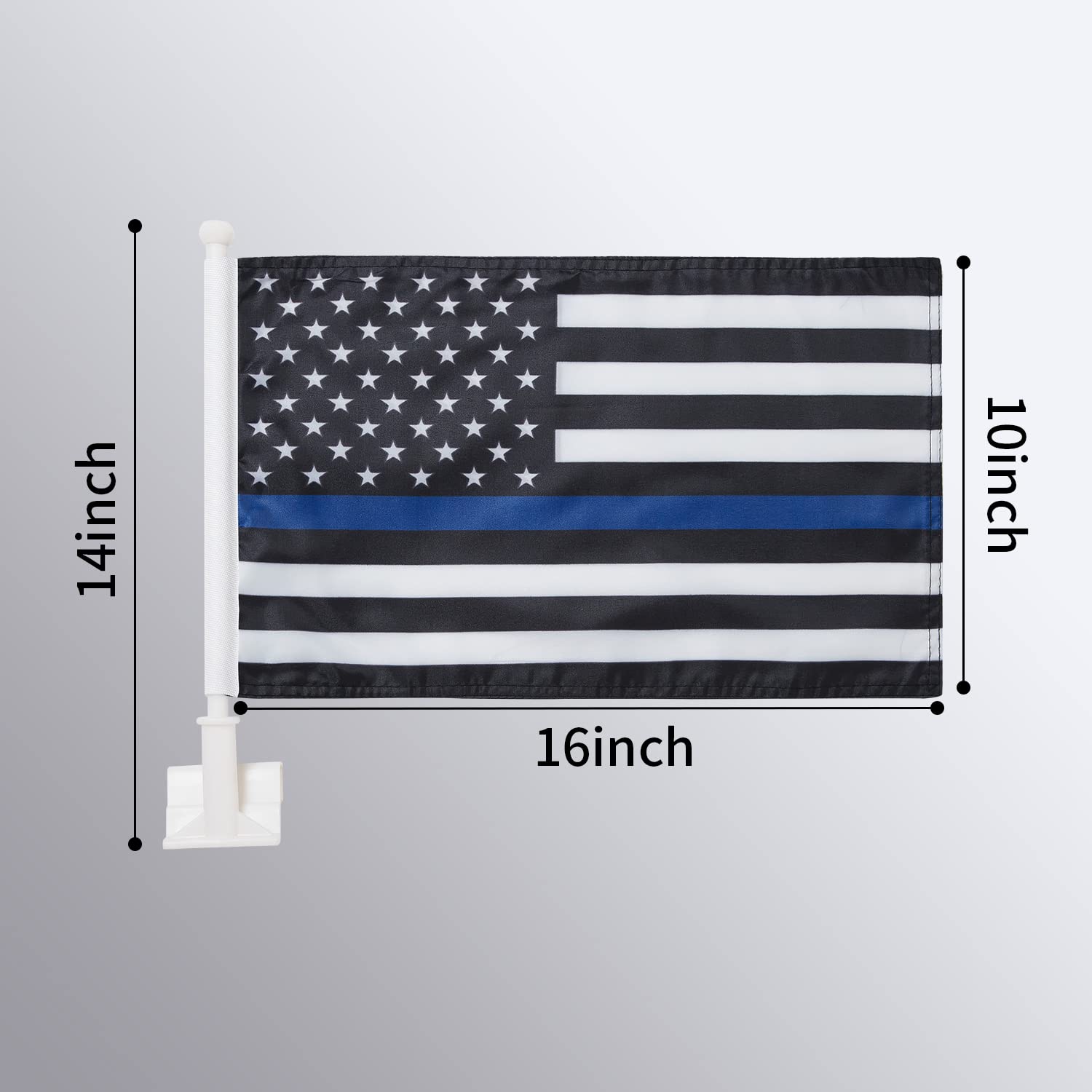 2 Pack Thin Blue Line USA Police Car Flags with Poles - Durable Outdoor American Policemen Flags for Cars, Trucks, and Parades