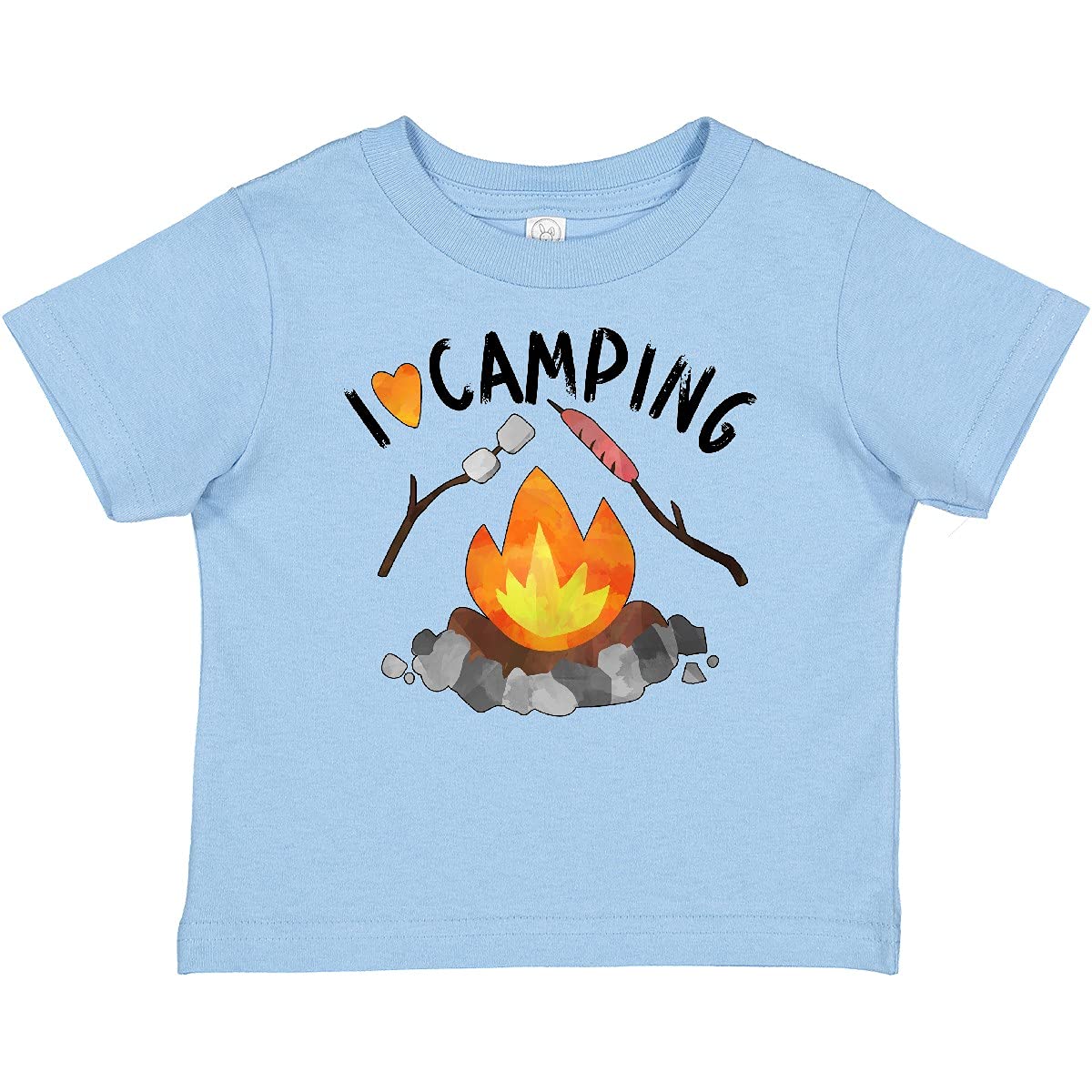 Inktastic I Love Camping Baby T-Shirt - Cute Campfire, Hot Dog & Marshmallows Design for Toddlers - Perfect for Outdoor Adventures, Family Trips & Camping Themed Parties