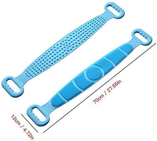 PALG Silicone Double Side Shower Scrubber Belt - Exfoliating Body Brush for Deep Cleaning & Dead Skin Removal | Soft Bath Brush for Men & Women | Perfect for Back Scrubbing, Foot Cleaning & Relaxing Bath Time