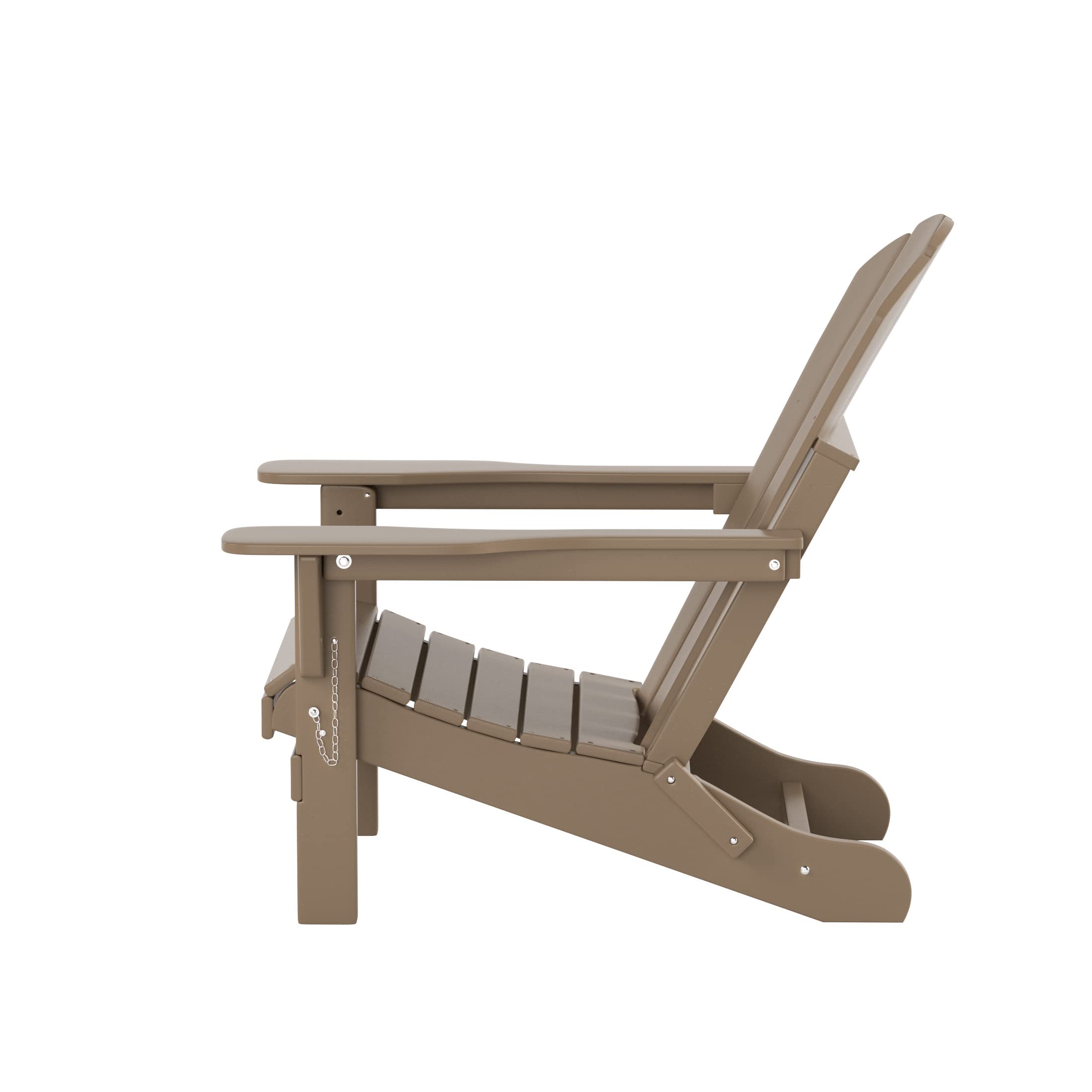 **HDPE Adirondack Chair Ottoman Side Table Set 5-Piece - Patio, Backyard, Garden, Porch & Bonfire Outdoor Furniture (Weathered Wood Finish)** - Perfect for Relaxing, Entertaining & Outdoor Gatherings