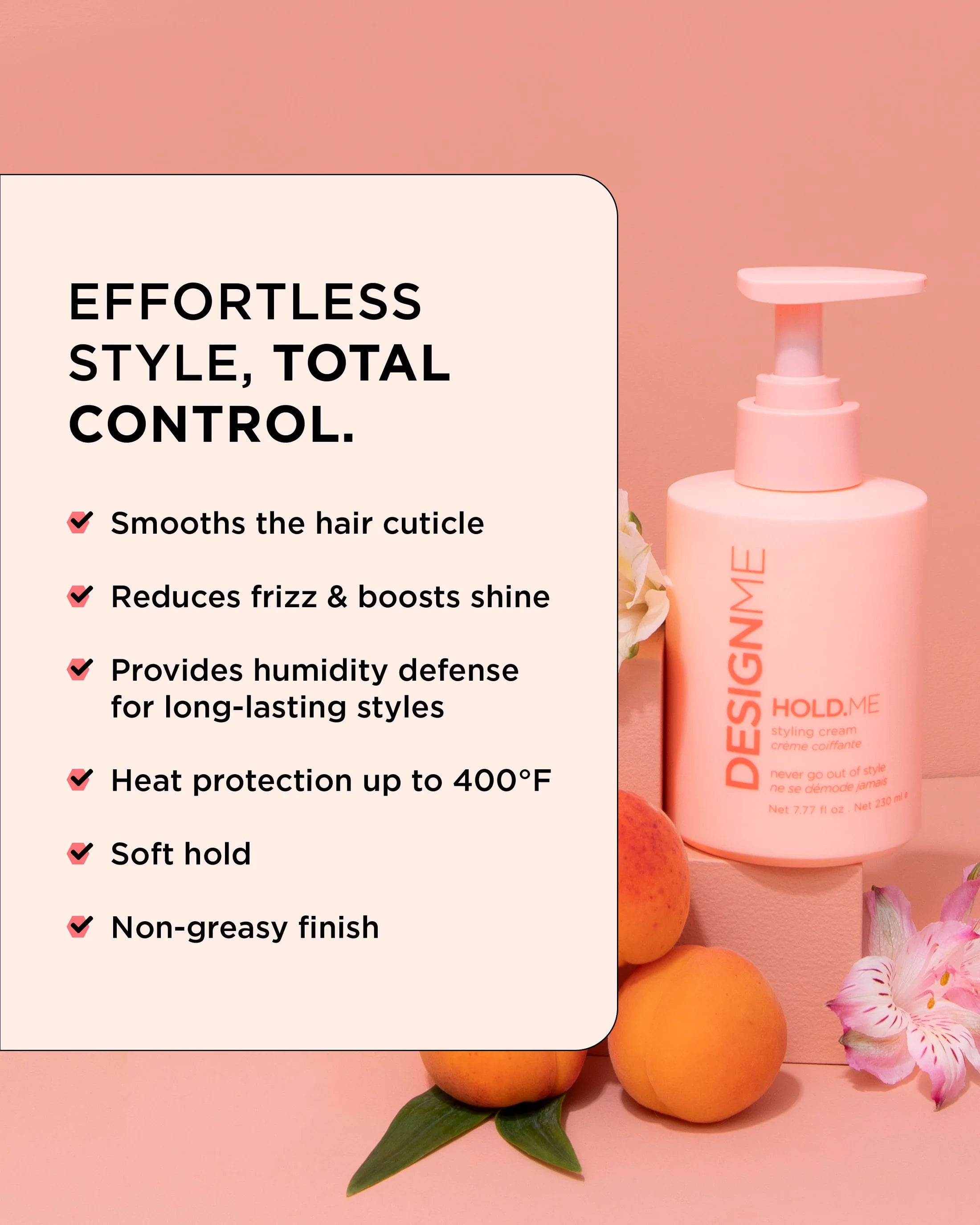 DESIGNME HOLD.ME Styling Cream 230ml - Strong Hold Hair Styling Product for Men & Women - Perfect for Curly, Wavy & Straight Hair - Salon Quality Hair Cream for Frizz Control & Shine - Great for Everyday Styling & Special Occasions