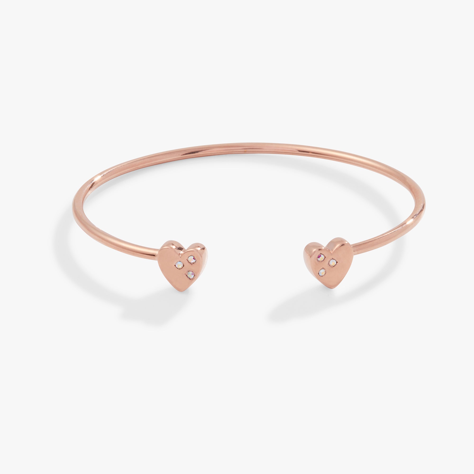 Elegant Crystal Heart Flex Cuff Bracelet for Women - Adjustable Bangle for Valentine's Day, Anniversary, Wedding & Special Occasions