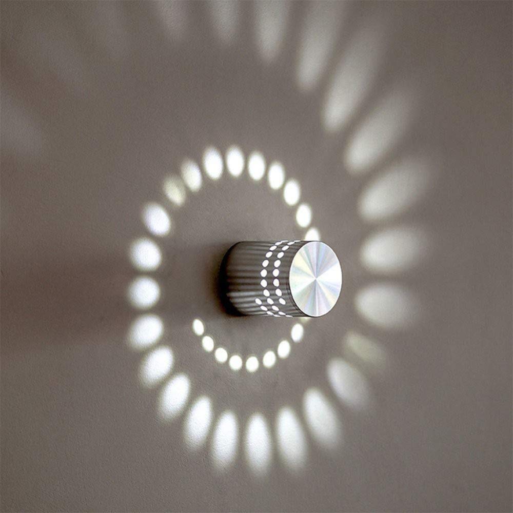 Modern Spiral LED Wall Light - 3W White Aluminum HUDIE Scattered Effect Lamp for Baby Room, Living Room, Bedroom, Bathroom & Corridor - Perfect for Ambient Lighting and Home Decor