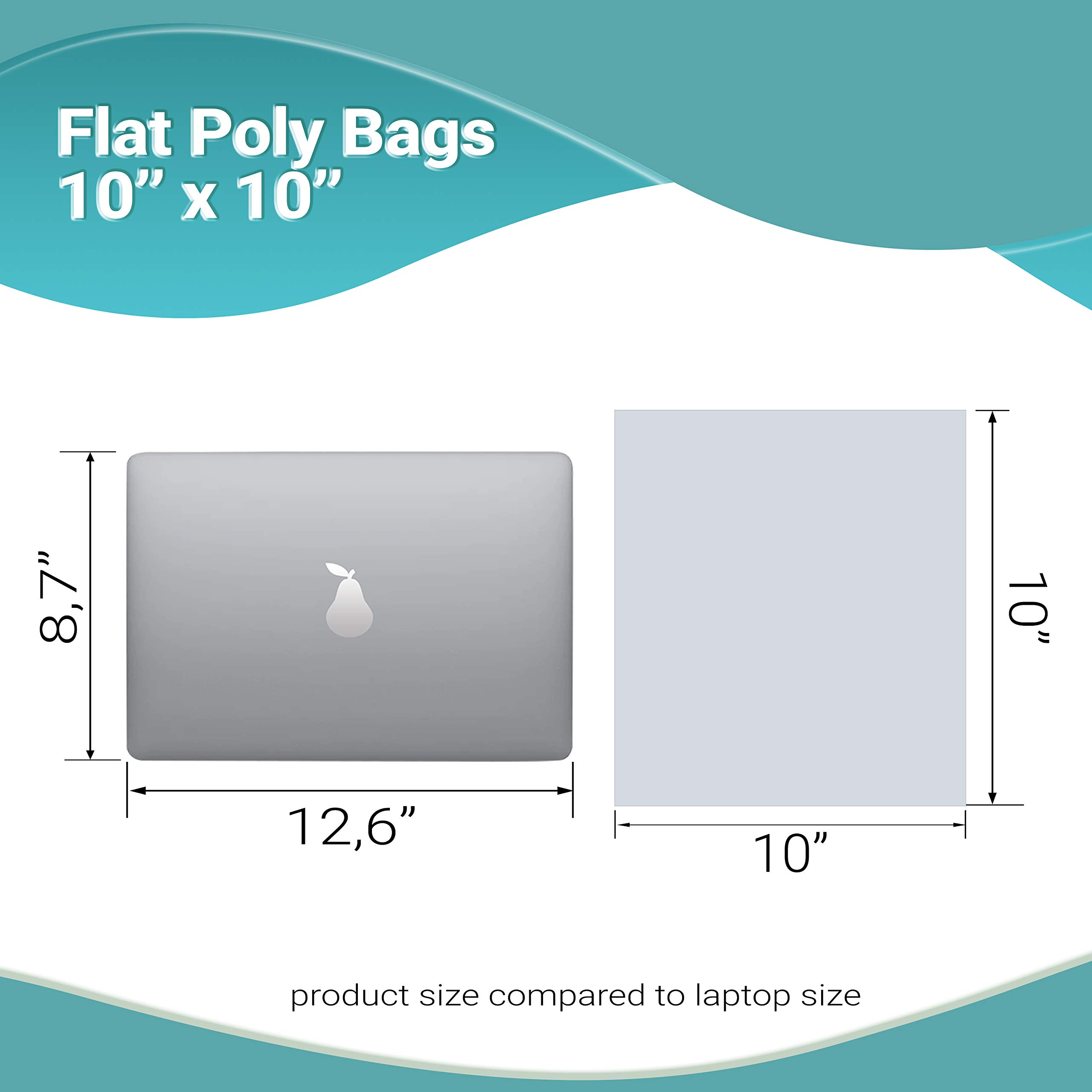 APQ 10x10 Inches Clear Plastic Bags for Packaging - 1000 Pack of 4 Mil Tear-Resistant Polyethylene Flat Bakery Bags with Open Top - Perfect for Popcorn, Homemade Bread, Cookies, Candy & Party Favors Storage