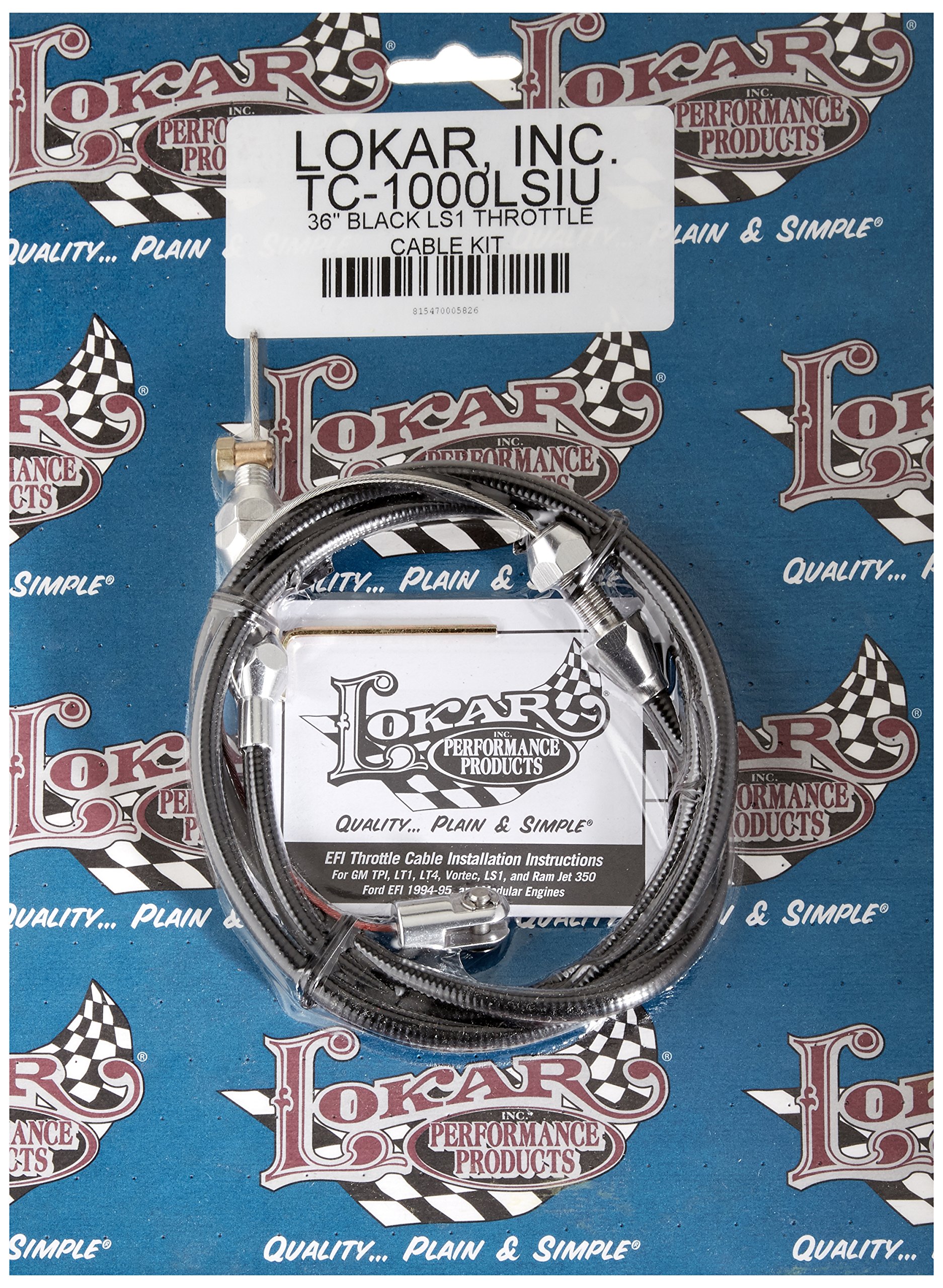 Lokar TC1000LS1U Throttle Cable (TC-1000LS1U) - High Performance Replacement for Classic Cars & Hot Rods - Perfect for Smooth Acceleration & Engine Control