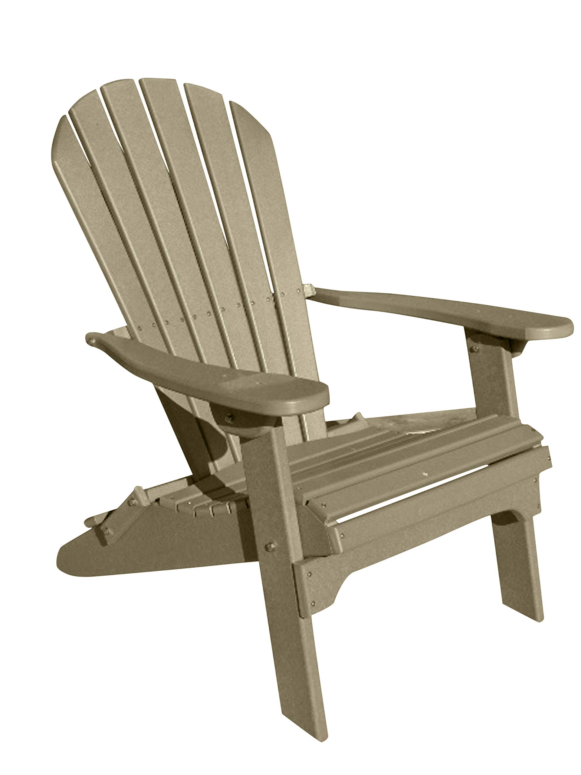 Phat Tommy Foldable Adirondack Chair - Heavy Duty HDPE Recycled Plastic All-Weather Outdoor Furniture for Deck, Porch, Patio & Garden - Weatherwood Finish - Perfect for Relaxing, Camping & Backyard Lounging