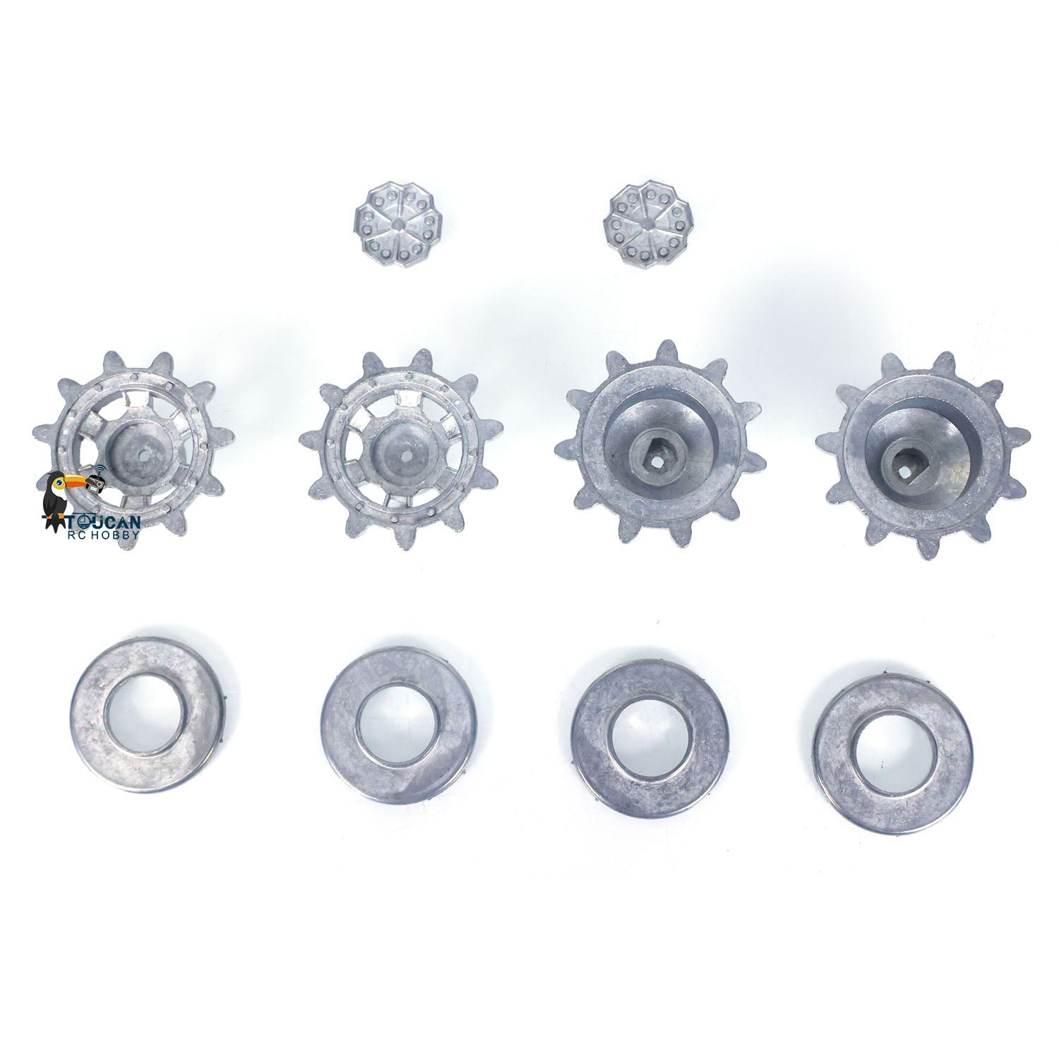 Heng Long 1/16 RC Tank Parts - Metal Idler Road Wheels, Return Rollers & Driving Wheel for Leopard 2 A6 3889 Military Armored Vehicle Toy - Perfect for RC Tank Upgrades, Maintenance & Battle Simulation