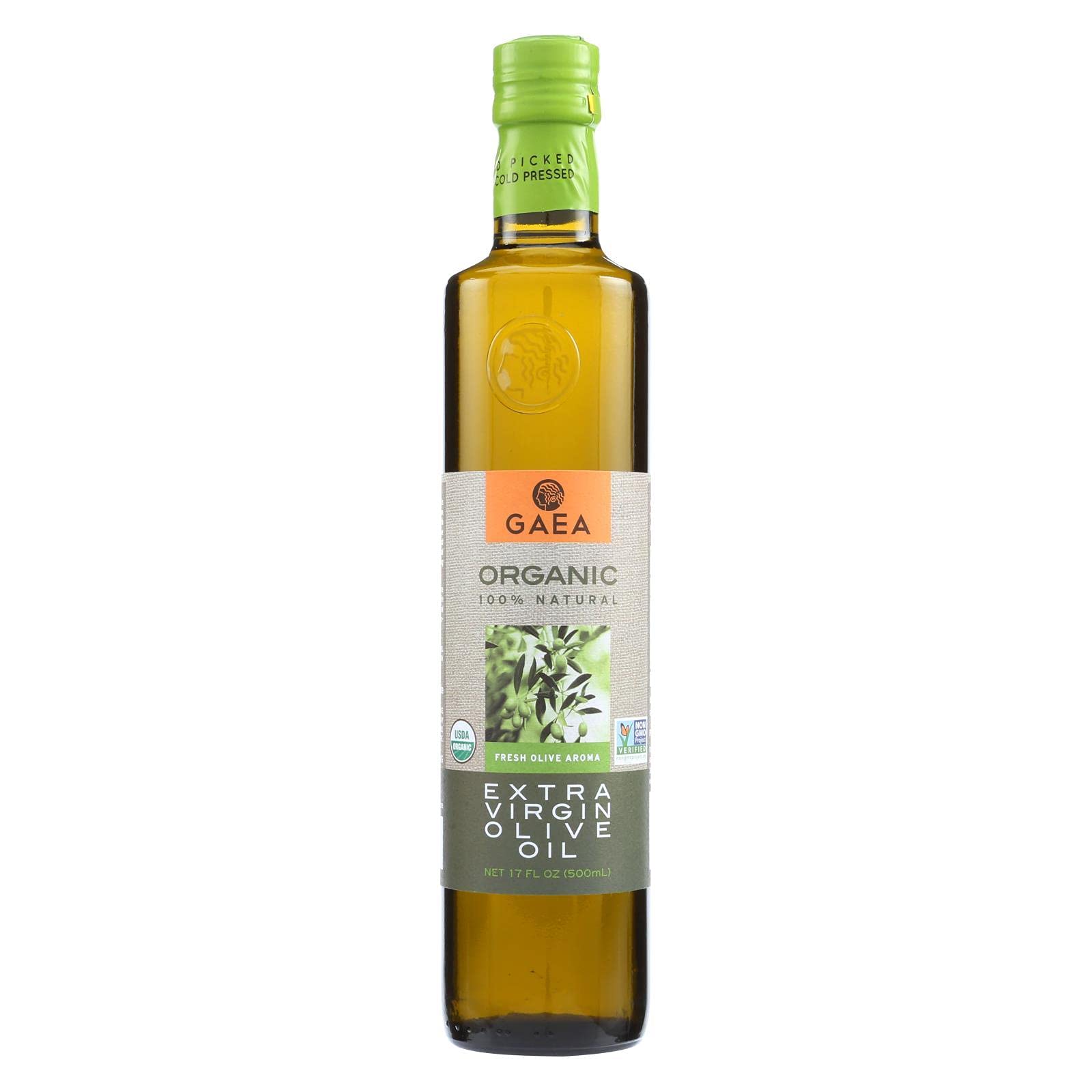 Organic Extra Virgin Olive Oil by Gaea - 17 oz (Pack of 6) | 95%+ Organic, Vegan, Cold-Pressed | Perfect for Cooking, Salad Dressings & Healthy Recipes