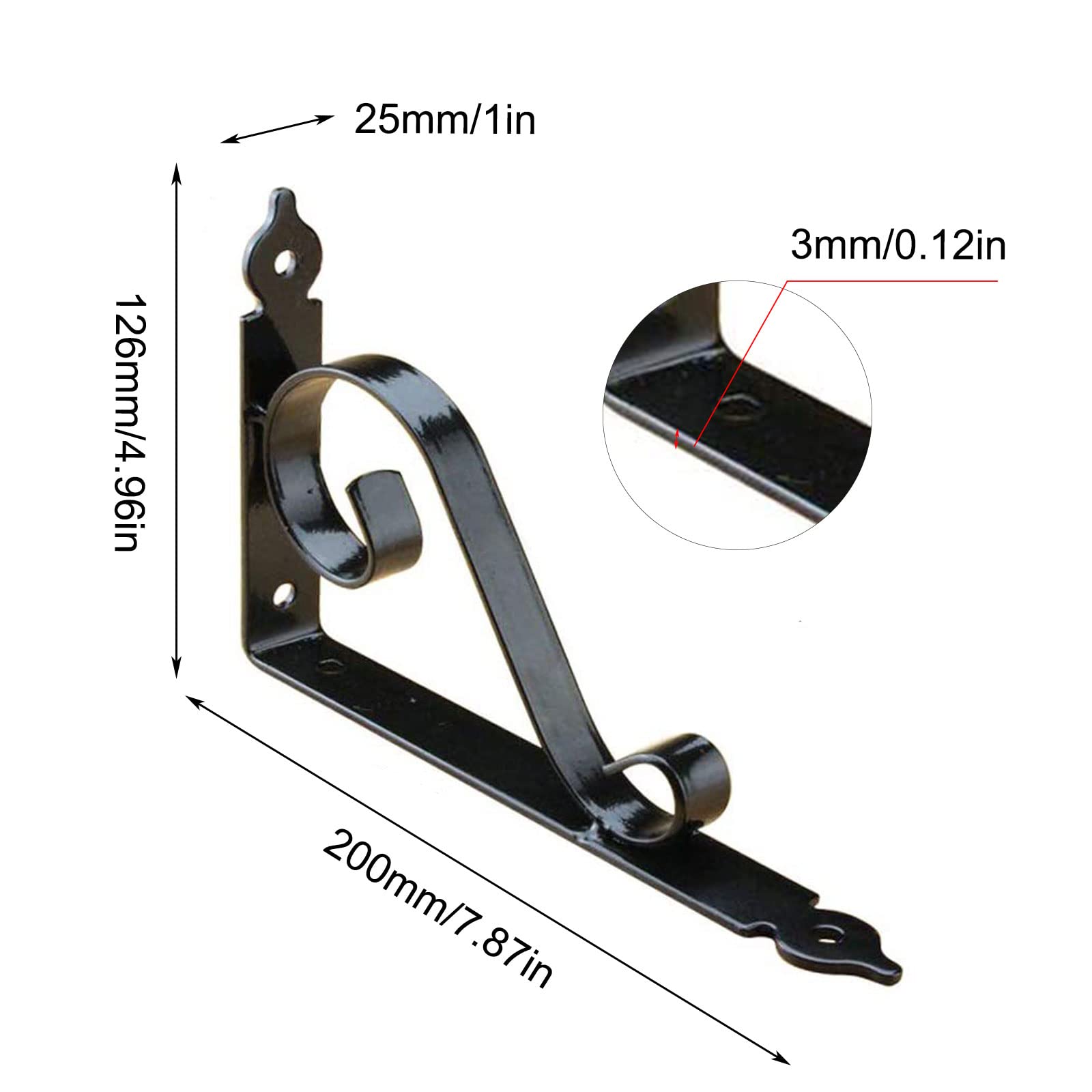 EAGLES 4-Pack 8 Inch Heavy Duty Rustic Iron Shelf Brackets - L-Shaped Wall Mounted Floating Shelf Supports for DIY Open Shelving (2 Black + 2 White) | Perfect for Kitchen, Bathroom & Living Room Storage Decor