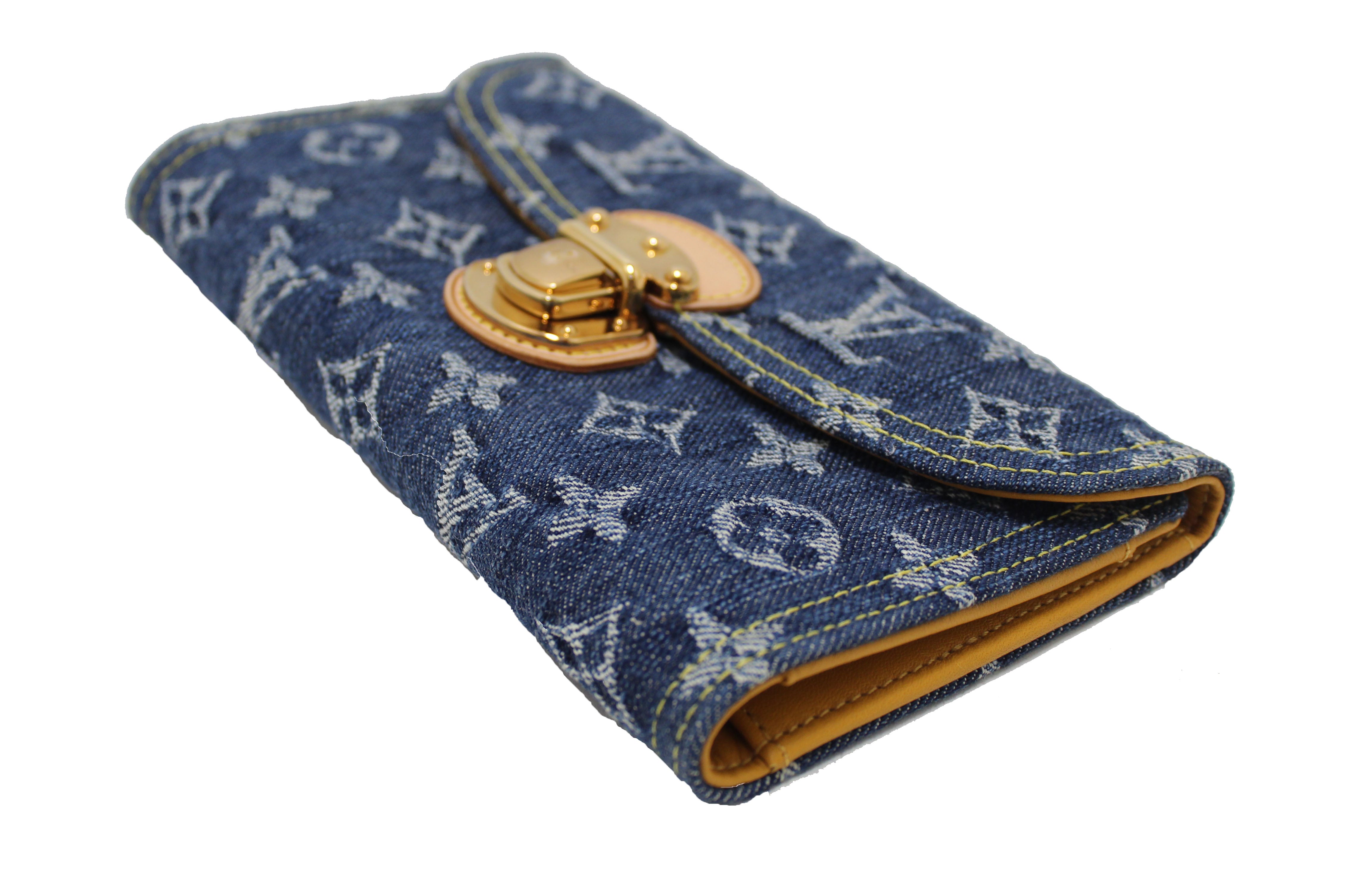 Authentic Louis Vuitton Blue Monogram Denim Amelia Wallet - Luxury Women's Designer Clutch for Everyday Use & Special Occasions