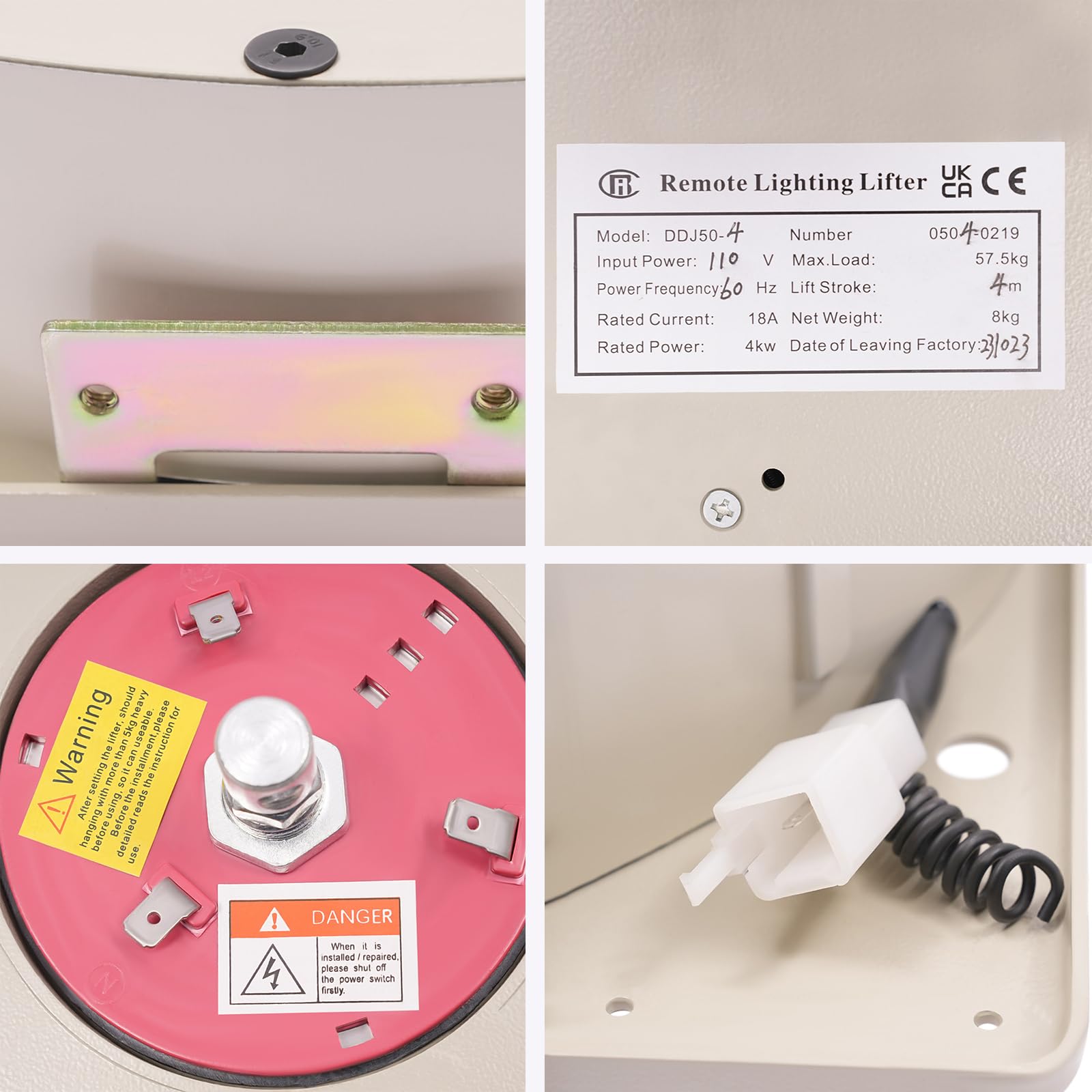 110LBS 13.12FT Motorized Chandelier Hoist Lift System with 2-in-1 Wall Switch & Remote Control - Heavy Duty Electric Ceiling Light Lifter for High Ceilings - Perfect for Villas, Churches, and Large Halls