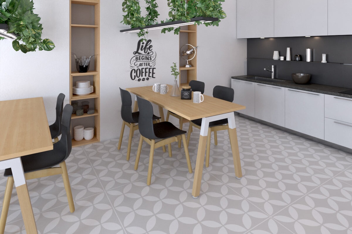 Quadro A Legs Table with Wooden Legs & Cross Beam - 1200L x 800W - Perfect for Dining Room, Kitchen, or Office Workspace
