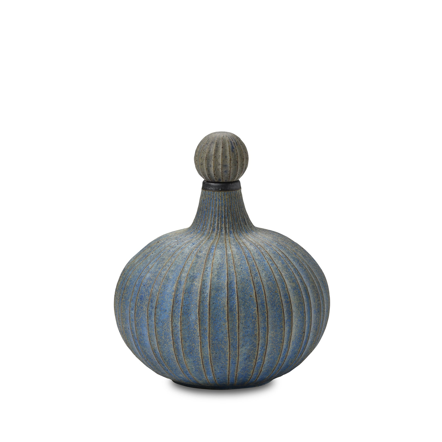 42oz Pumpkin Vessel in Indigo - Handmade Ceramic Pitcher for Fall Decor, Thanksgiving Centerpiece & Farmhouse Tableware