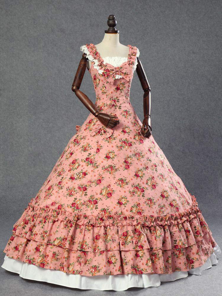 Victorian Ball Gown for Women - Elegant Long Sleeve Party Dress with Rococo Embroidery | Perfect for Masquerade Balls, Renaissance Fairs & Historical Reenactments