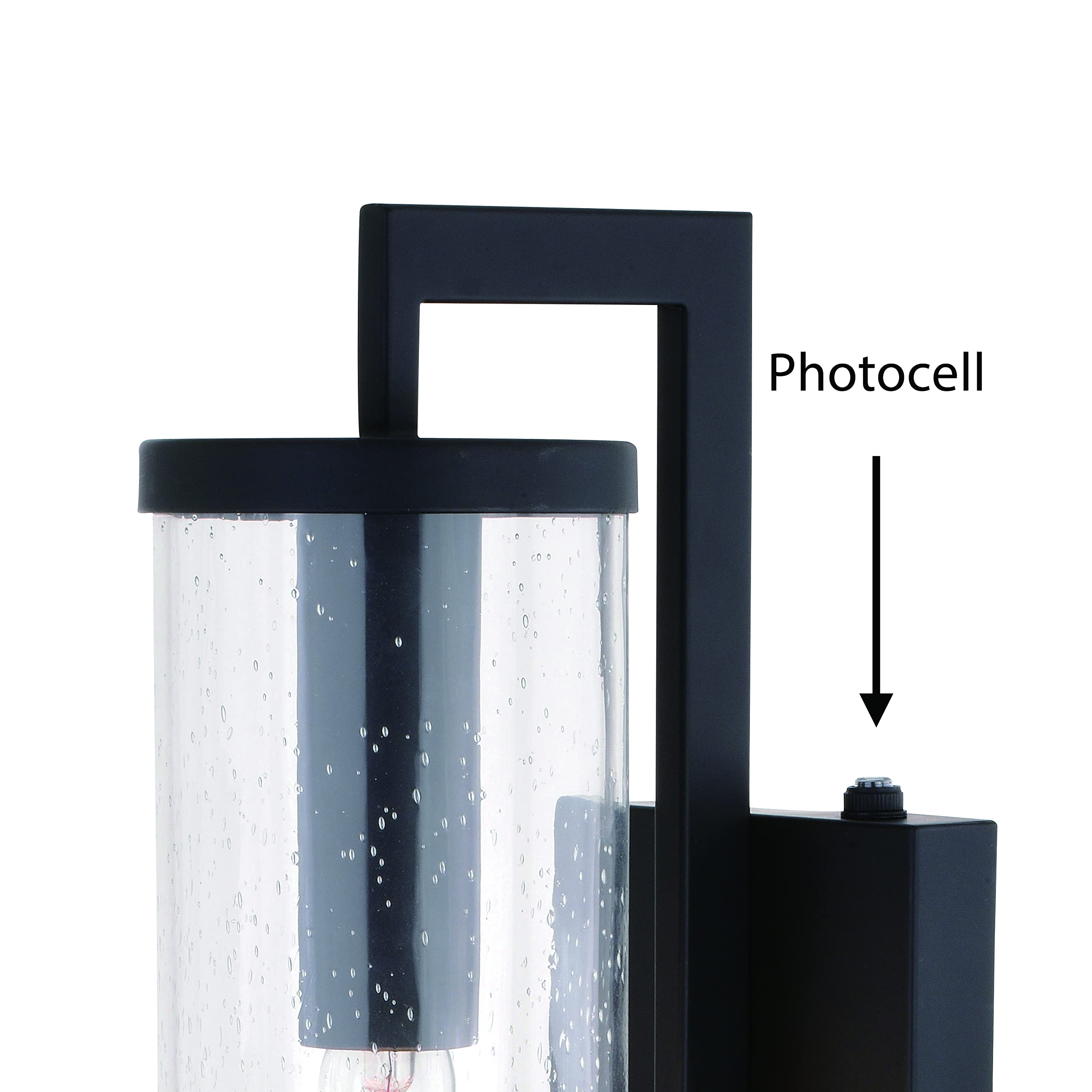 VAXCEL Morgan Park 20-inch Height 1-Light Black Dusk to Dawn Contemporary Outdoor Wall Lantern with Clear Glass - Perfect for Porch, Patio, Garage and Entryway Lighting