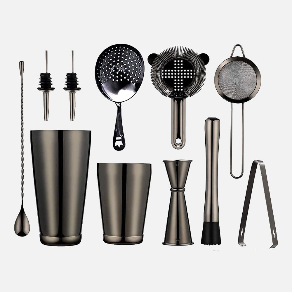 Premium Stainless Steel Cocktail Shaker Bar Set - 3-Piece Mixing Kit with Strainer & Jigger - Perfect for Home Bars, Parties & Professional Bartenders - Make Margaritas, Martinis & More