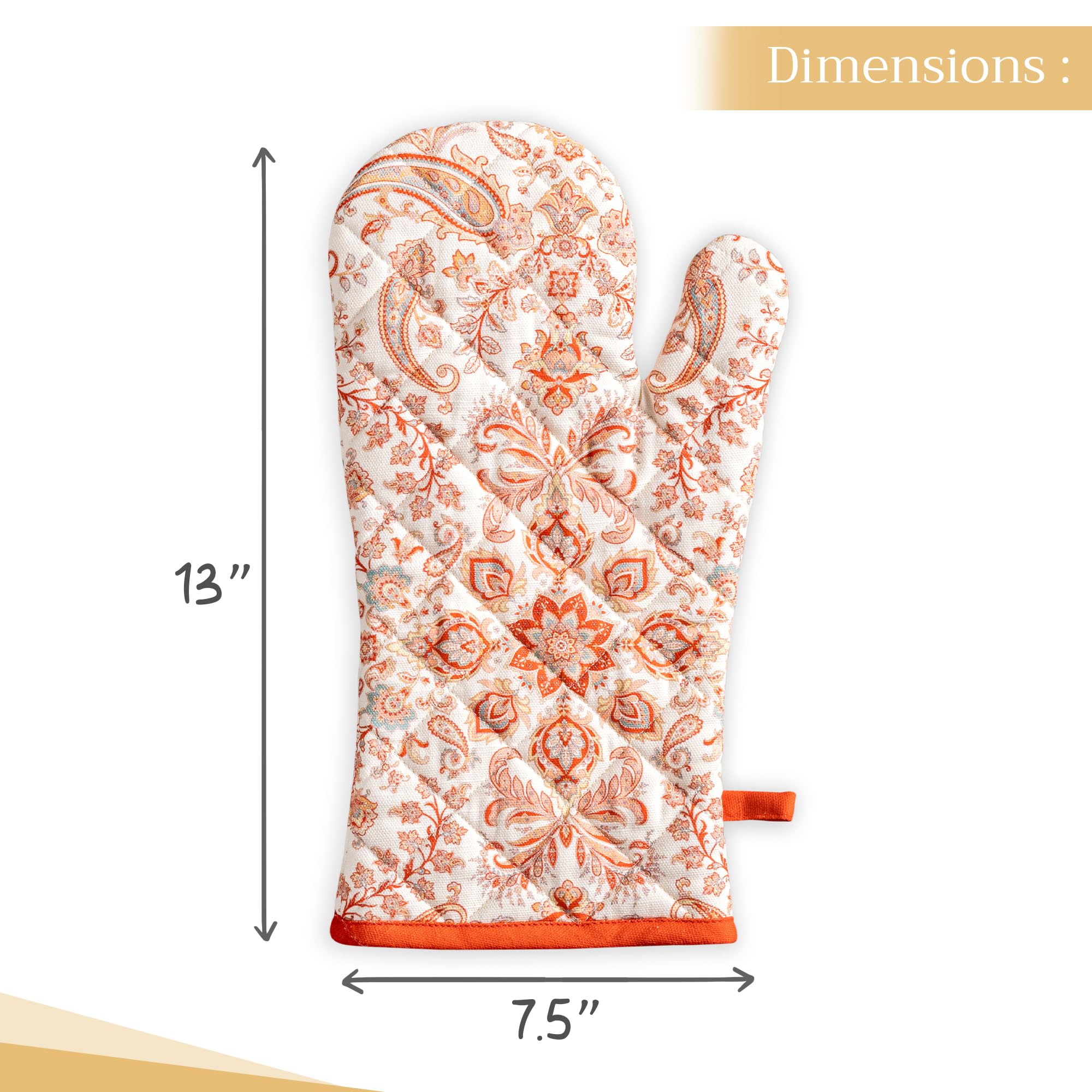 Heat Resistant 100% Cotton Oven Mitts - 7