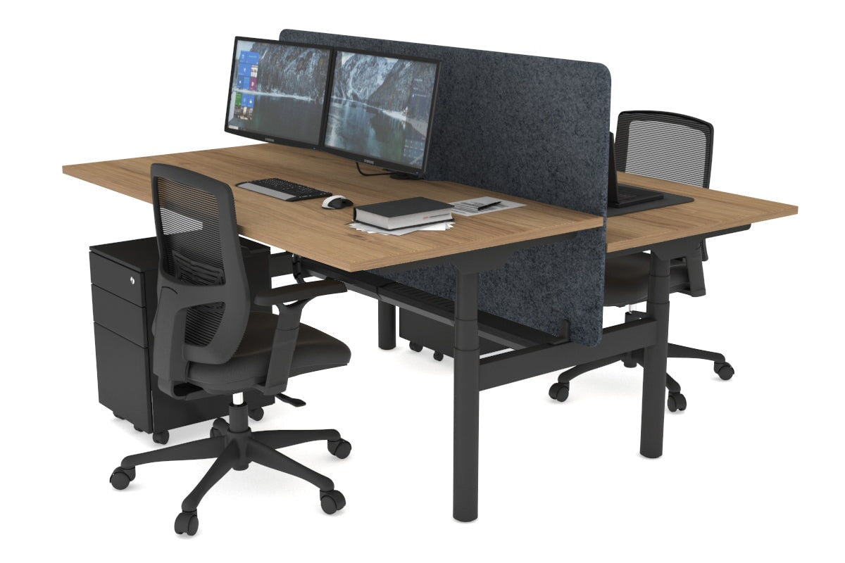 Flexi Premium Height Adjustable 2 Person H Bench Workstation - Black Frame [1600L x 800W with Cable Management] - Ideal for Office, Home Workspace & Collaborative Work Environments