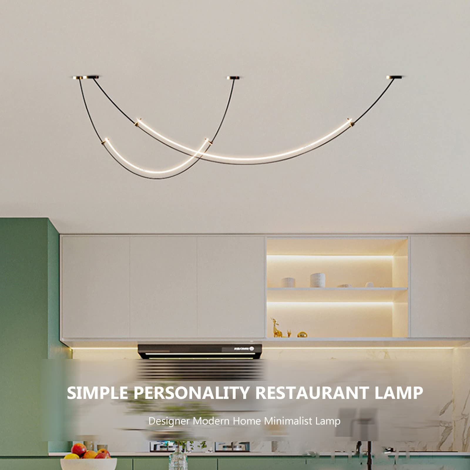 Nordic Black Linear Hanging Light - Adjustable 2-Light LED Pendant with Black Metal Body for Dining Room, Living Room, Bedroom & Bar | Modern Minimalist Lighting for Home Decor