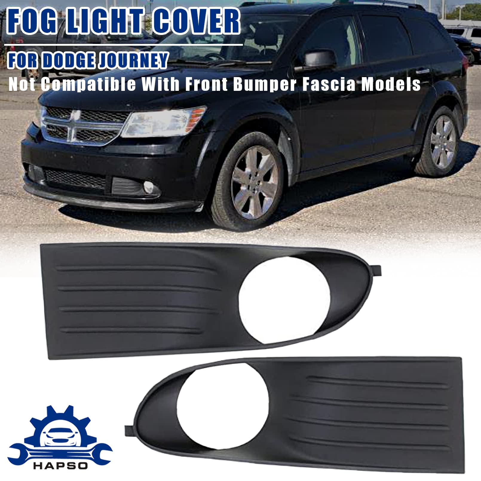 Black Fog Light Trims & Bezel Cover Replacement Kit - Left & Right Pair Set for 2009-2013 Dodge Journey (5178285AB 5178284AB) - Upgrade Your Vehicle's Front Appearance & Protection