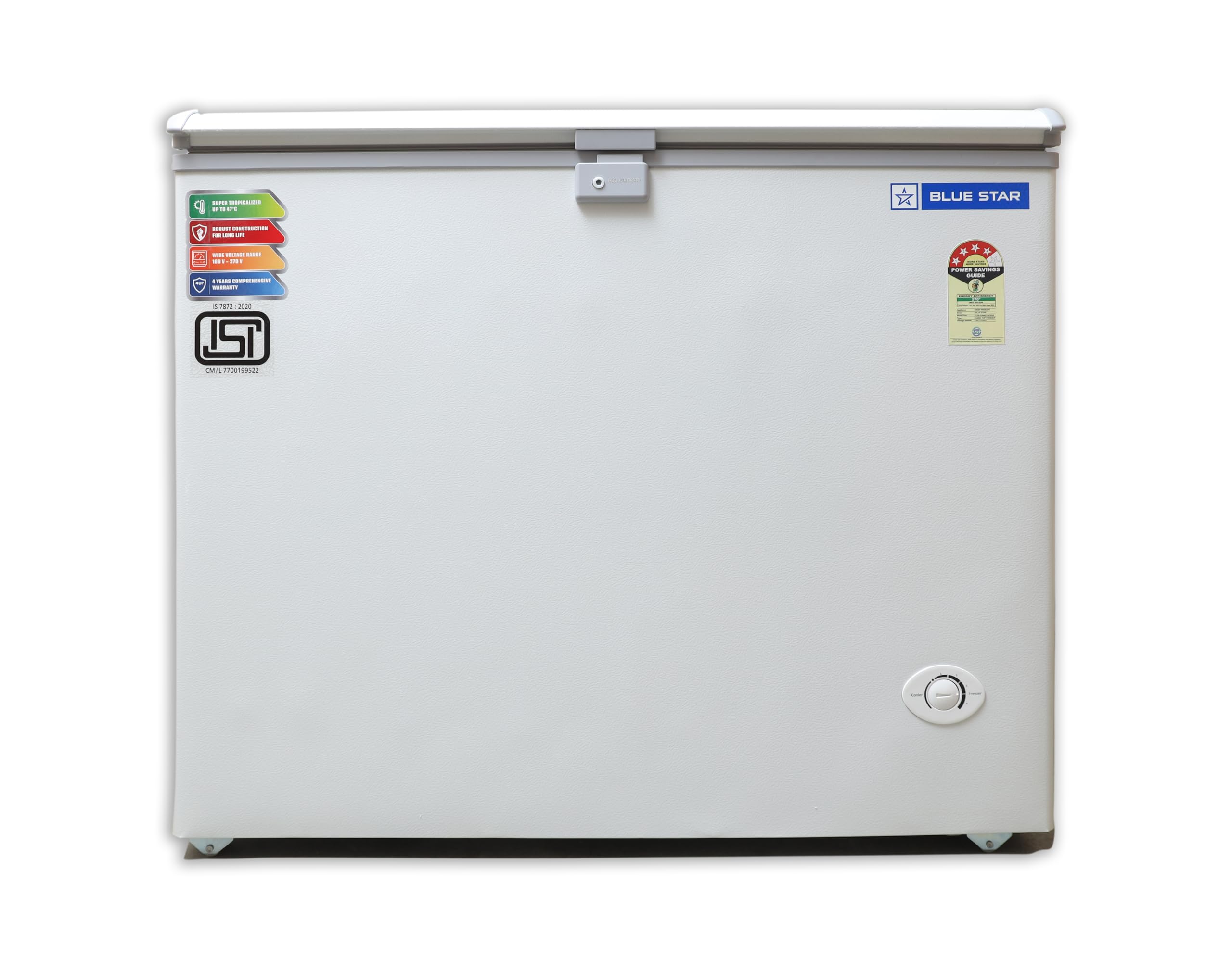 Blue Star CF4-230NEYW 215L White 4-Star Energy Efficient Deep Freezer - Perfect for Home, Restaurant & Commercial Kitchen Food Storage