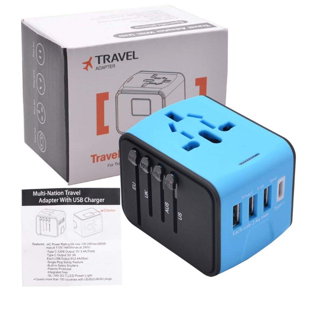 Universal Travel Power Adapter - Worldwide All-in-One Charger with USB Ports | International Plug Converter for USA, Europe, Asia | Perfect for Business Trips, Vacations & Global Travelers