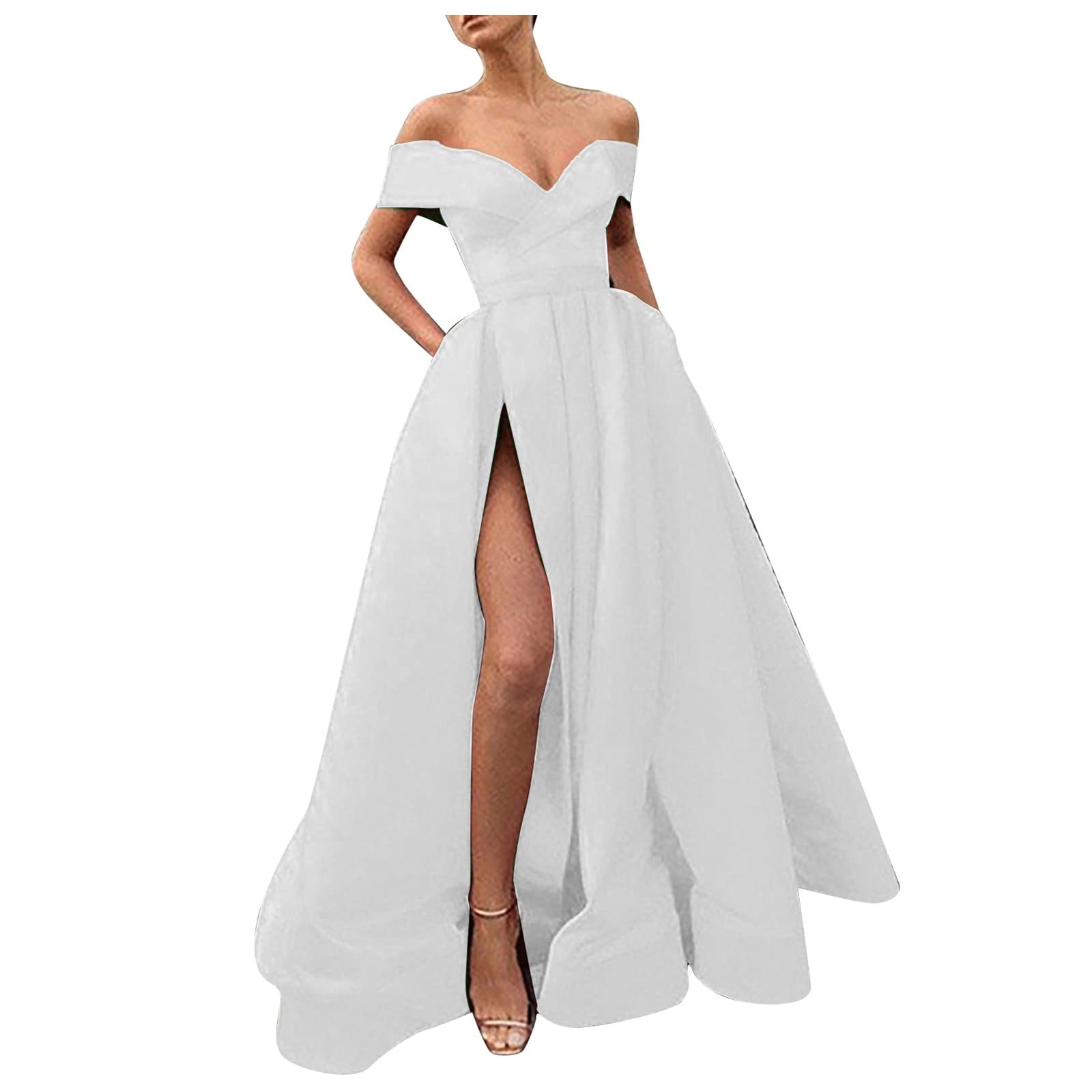 Elegant Corset V-Neck Formal Dress for Women - Prom, Wedding & Evening Gown Floor Length with High Slit | Perfect for Black Tie Events, Galas & Special Occasions