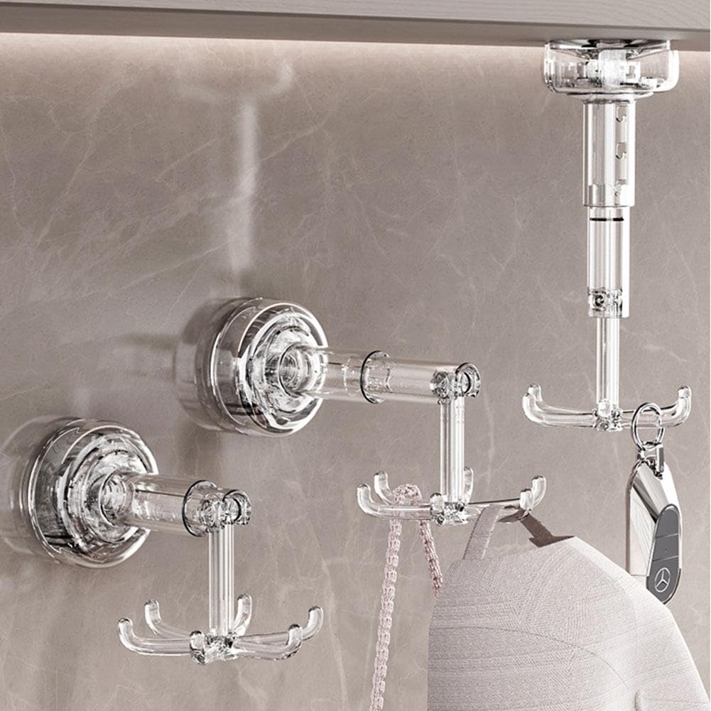 Hanging Utensil Holder with Suction Cup, 360° Rotating Folding Hook, Wall Mounted Kitchen Organizer for Utensils, Spoons, and Ladles, Perfect for Kitchen and Bathroom Storage