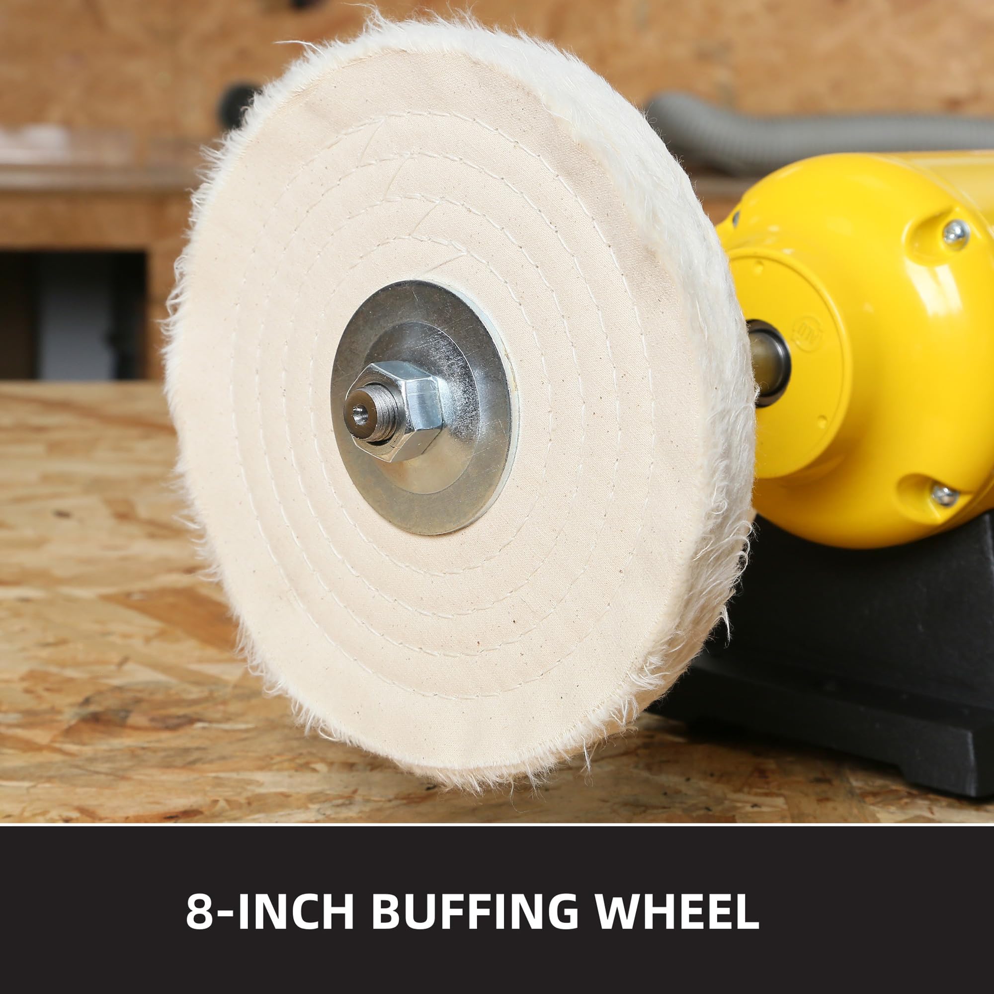 8-Inch Dual Speed Bench Buffer Polisher (1725/3450 RPM) with 2 Fiber Wheels - Metal, Jewelry, Wood, Jade & Plastic Polishing Machine for DIY, Workshop & Professional Use