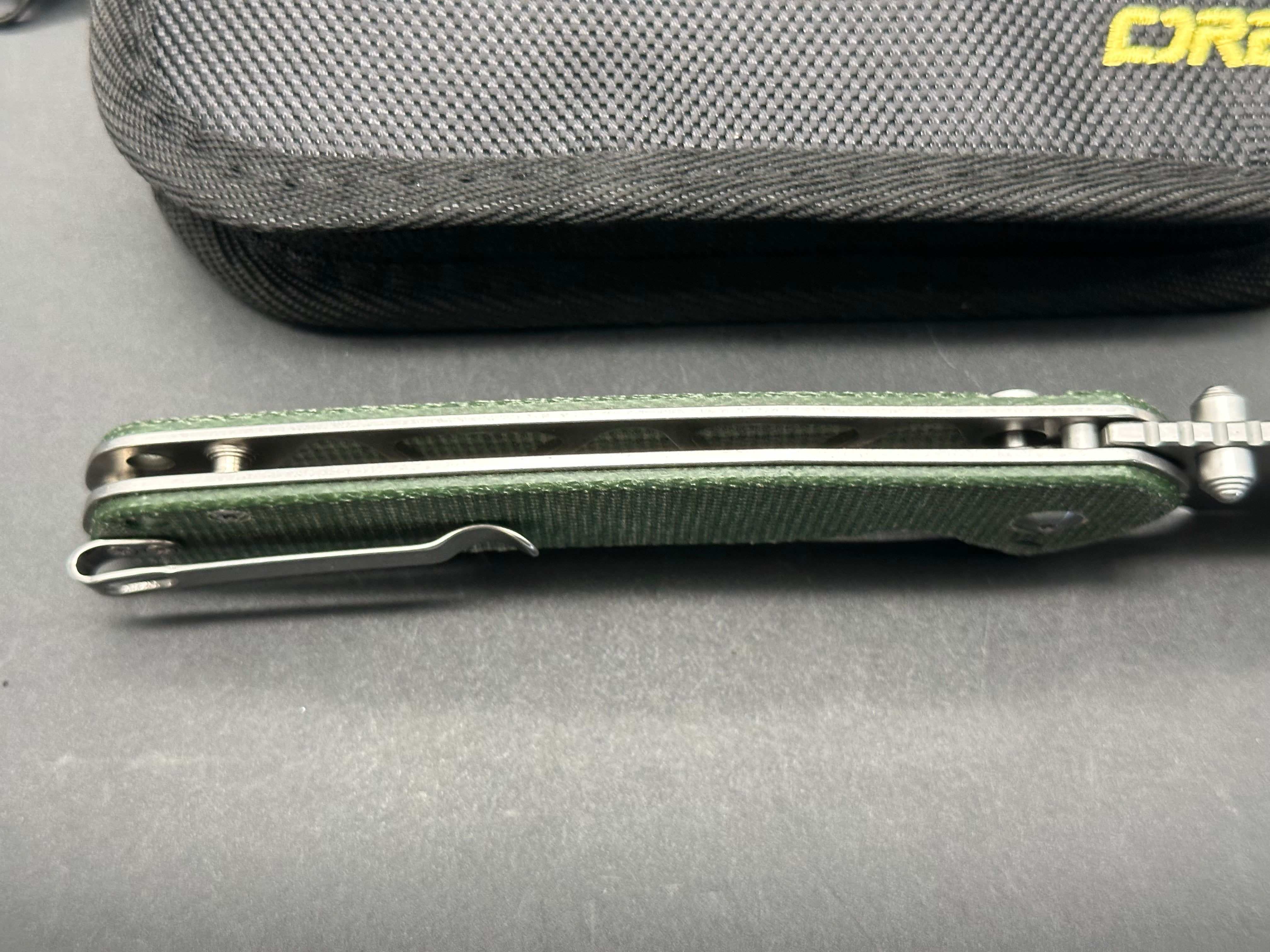 CJRB Large Pyrite Folding Knife with Premium Green Micarta Scales - EDC Pocket Knife for Outdoor Camping, Hiking & Everyday Carry