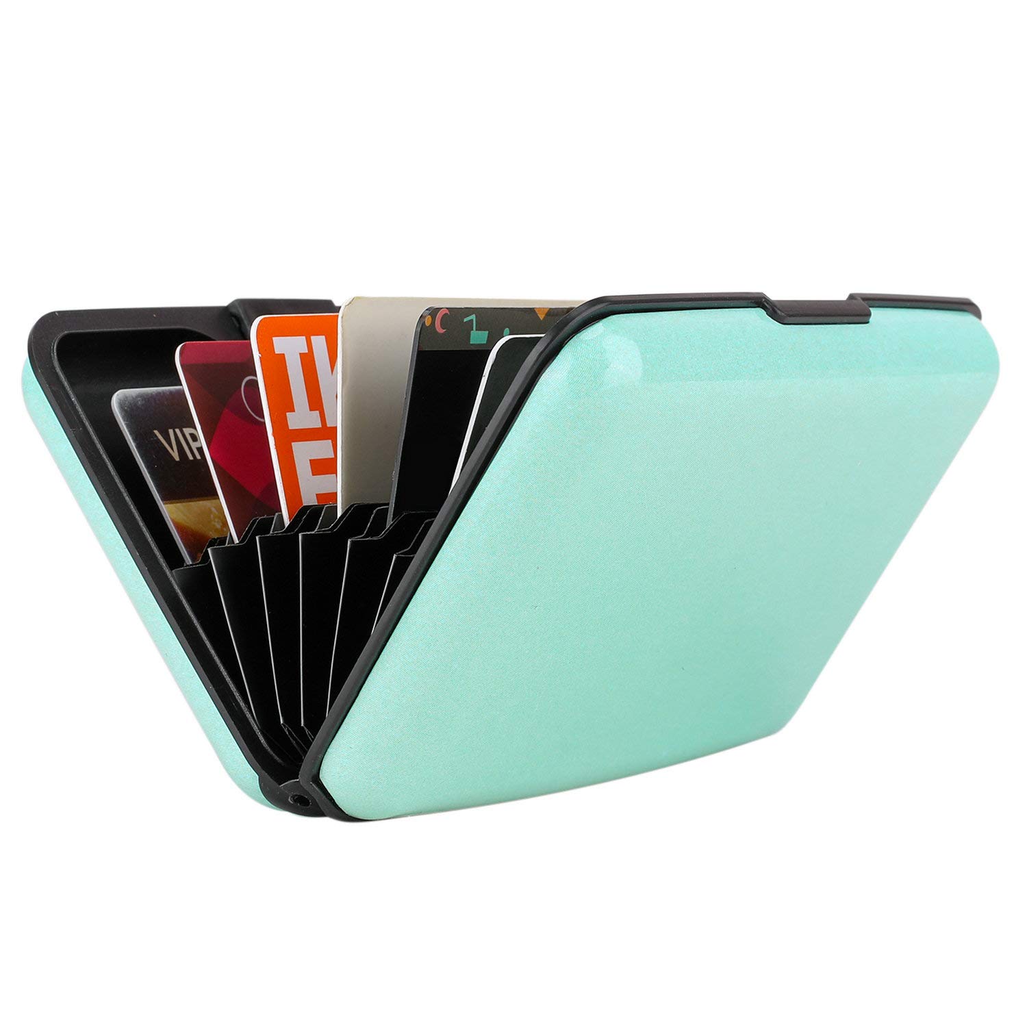 ELFISH Mini RFID Blocking Aluminum Wallet - Slim Credit Card Holder for Men & Women, Metal ID & Business Card Case (Light Blue) - Perfect for Travel, Work & Everyday Use