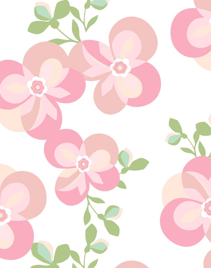 Tea Collection Pink Graphic Flower Wallpaper - Perfect for Nursery, Bedroom & Home Decor