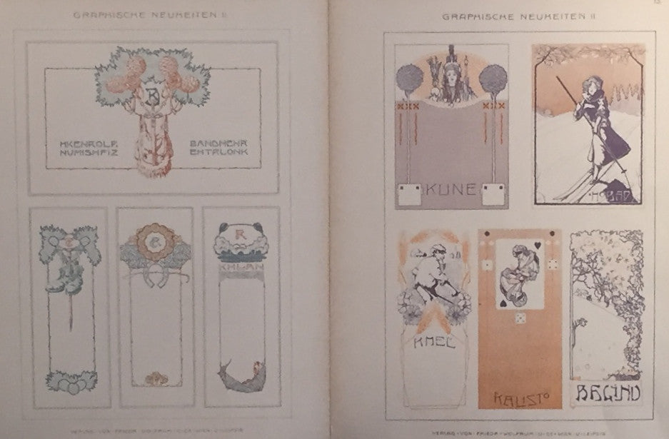 1900 Original German Art Nouveau Posters - Graphische Neuheiten with Verdigris & Violet Details #312 - Perfect for Vintage Home Decor & Art Collectors