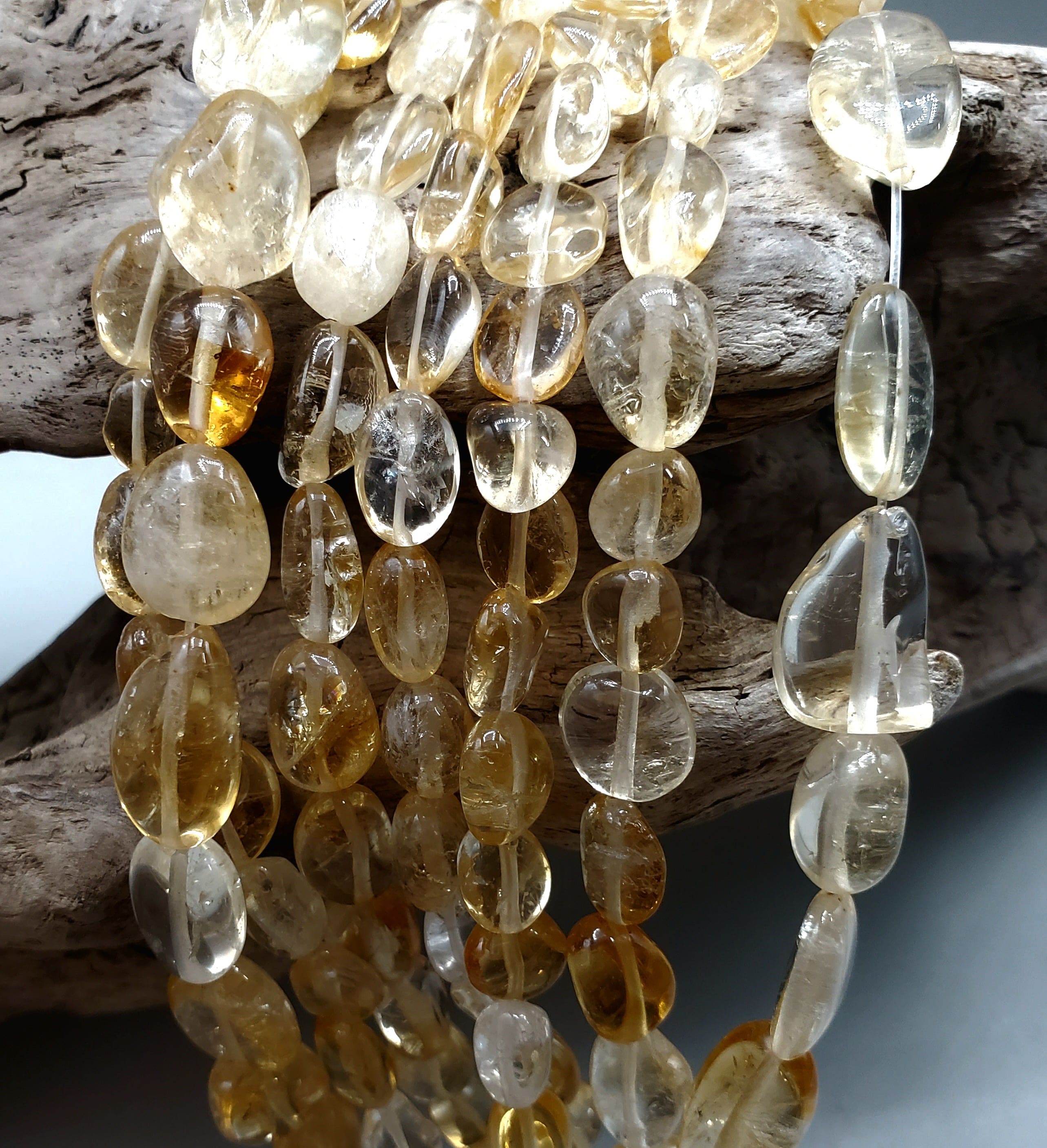 Natural Citrine Oval Beads Strand - 16 Inch Gemstone Beading for Jewelry Making, DIY Bracelets & Necklaces - Healing Crystal for Positive Energy & Creativity