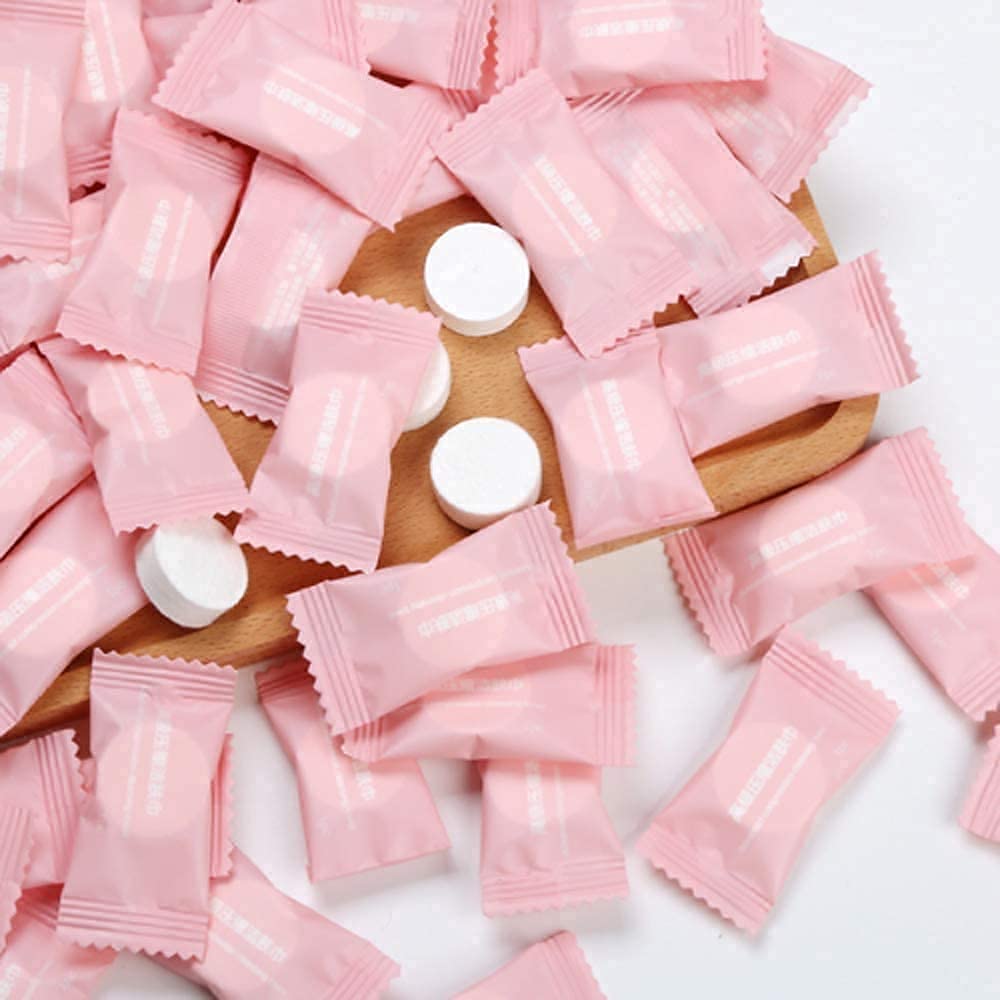 100Pcs Compressed Towel Tablets - Expand with Water, Disposable Face Towels for Travel, Camping & Gym | Portable Magic Towel Capsules, Cotton Wipes for Outdoor & Emergency Use (Pack of 100)