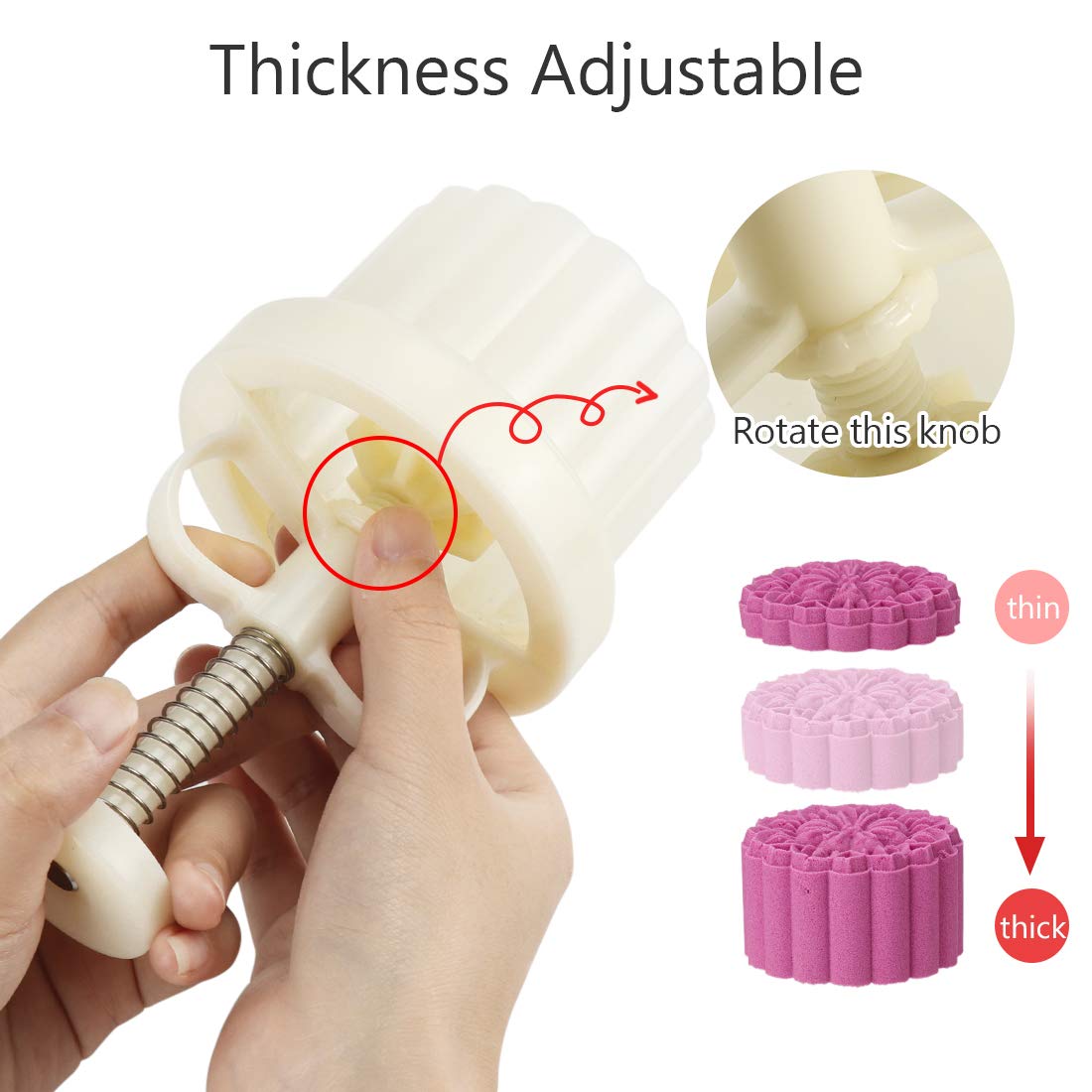 150g 5pcs Adjustable Cookie Stamps Set - Moon Cake Mold & Christmas Cookie Press for DIY Baking, Hand Press Cutter for Cookies, Cakes & Pastries - Perfect for Holiday Baking, Home Decor & Gift Making