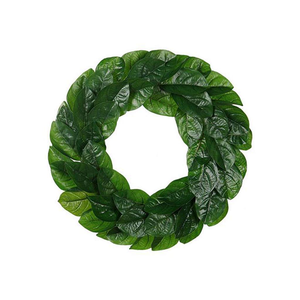 Artificial Leaf Wreath - Realistic Magnolia Window Wreath for Home Decor, Christmas Holiday Decoration - Perfect for Front Door, Fireplace & Indoor Wall Decor