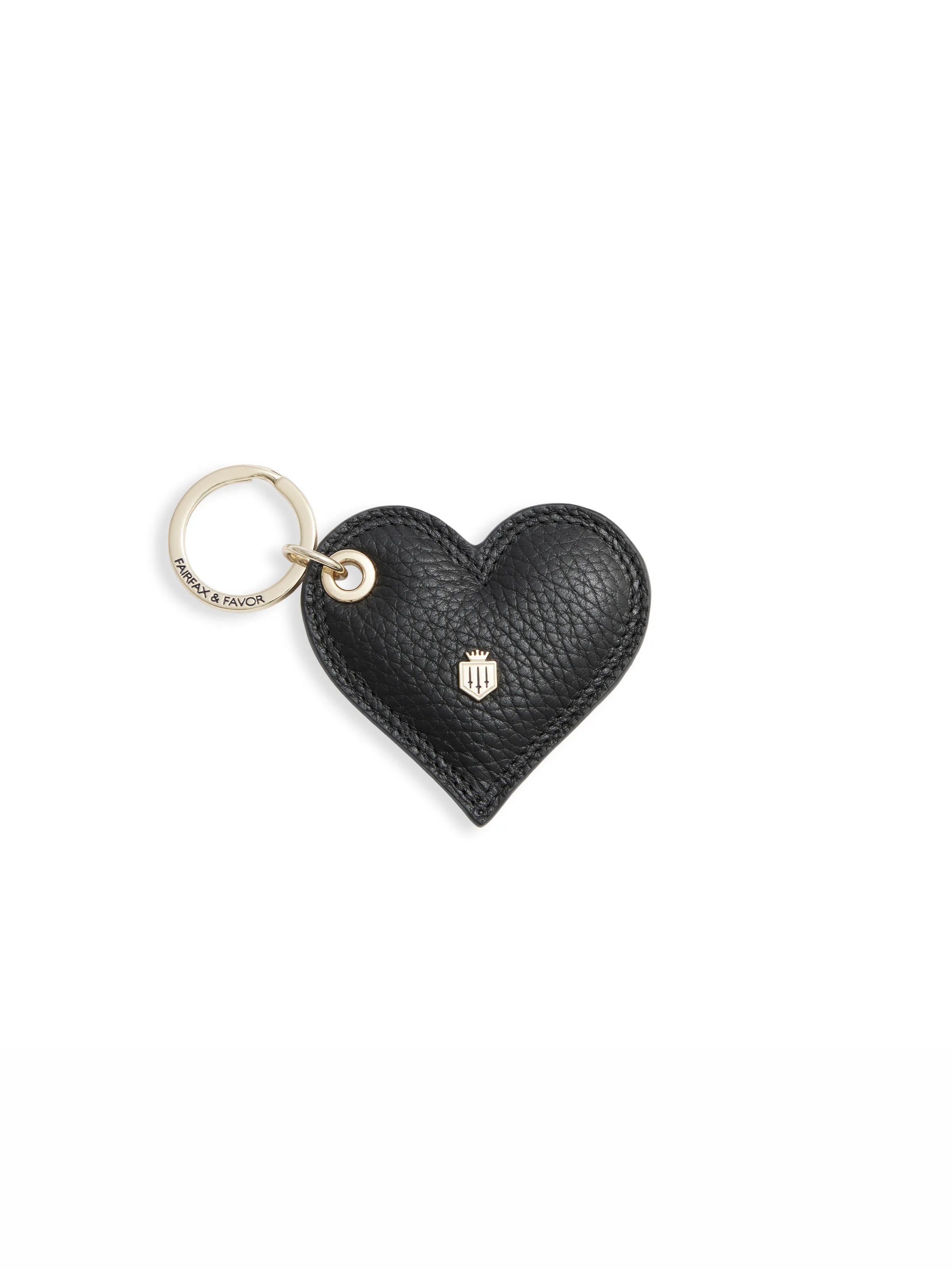 Signature Heart Key Ring - Black Pebbled Leather Keychain for Women | Stylish Gift for Her, Everyday Use & Key Organization