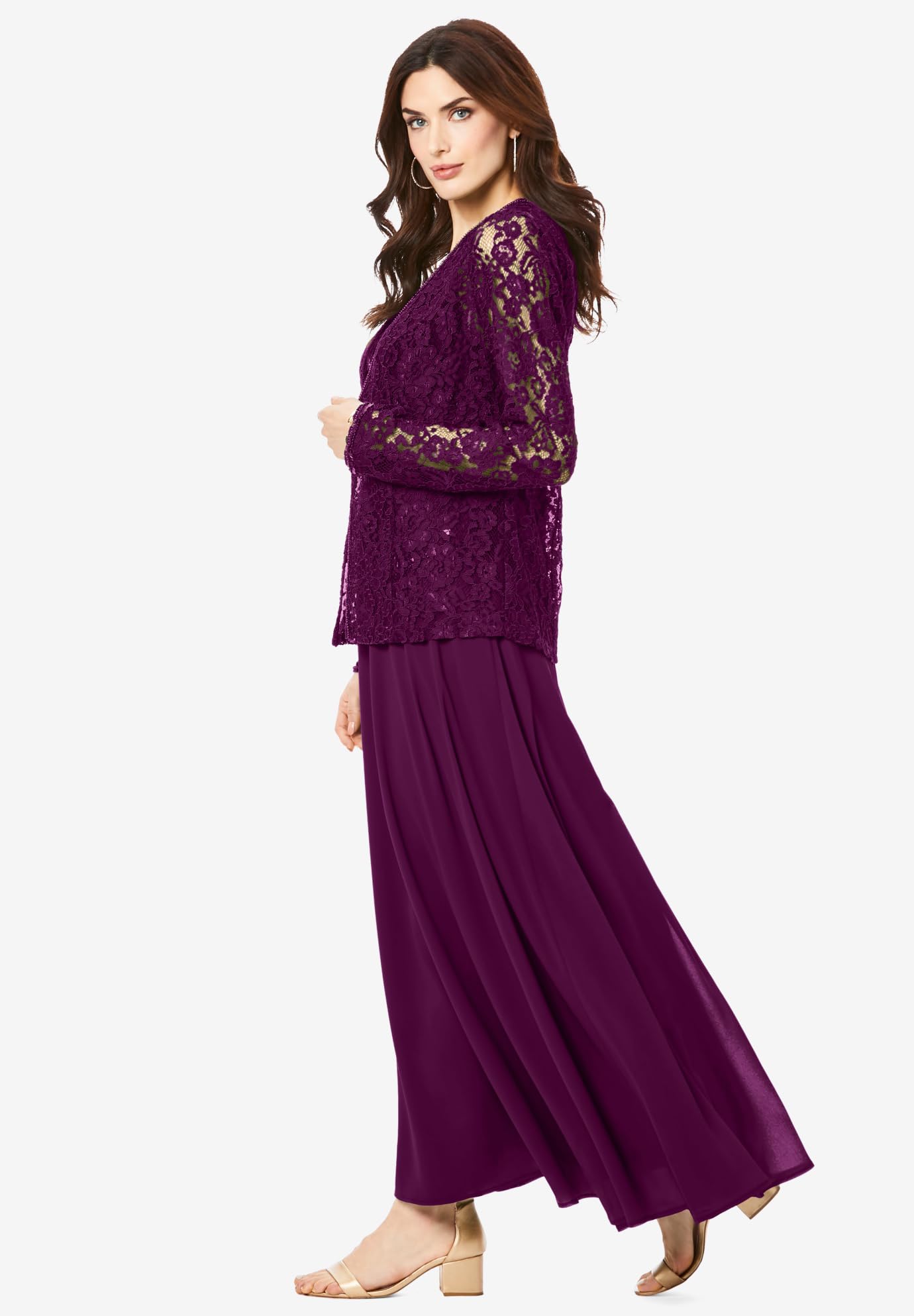 Romantic Plus Size Lace Jacket Gown for Women - Elegant Formal Dress for Weddings, Parties & Special Occasions