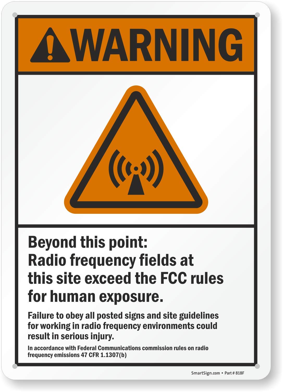 SmartSign Warning - Radio Frequency Field, Exceeds FCC Human Exposure Rules | 10