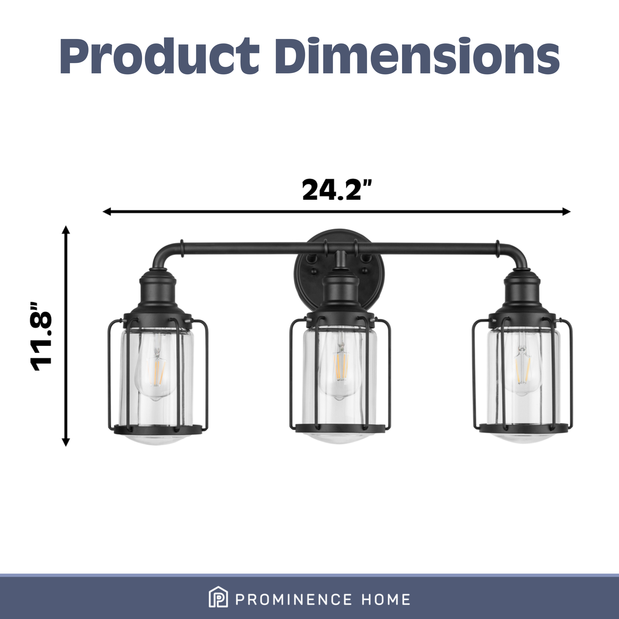 Lincoln Woods 3-Light Vanity Light Fixture in Matte Black - Perfect for Bathroom, Bedroom, and Dressing Room Lighting