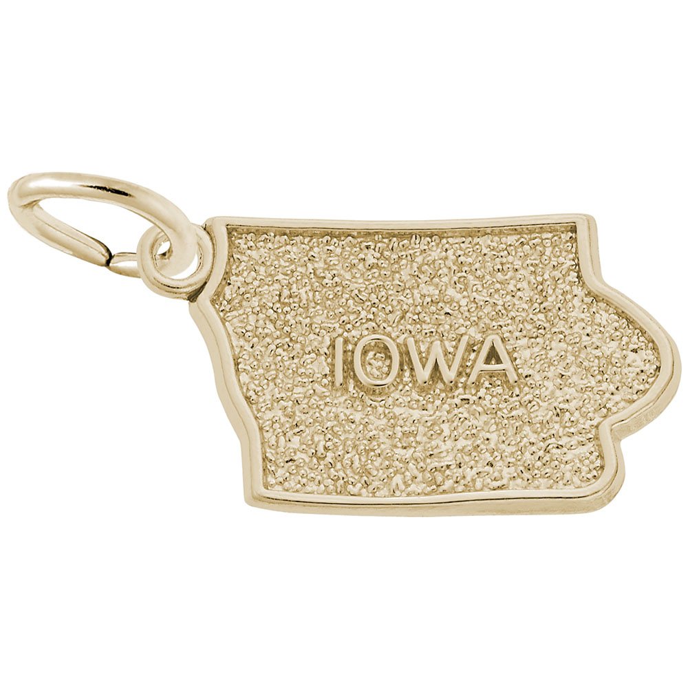 10K Yellow Gold Iowa Charm Pendant - Elegant Jewelry for Bracelets & Necklaces - Perfect for Gifts, Travel Souvenirs & State Pride Collection