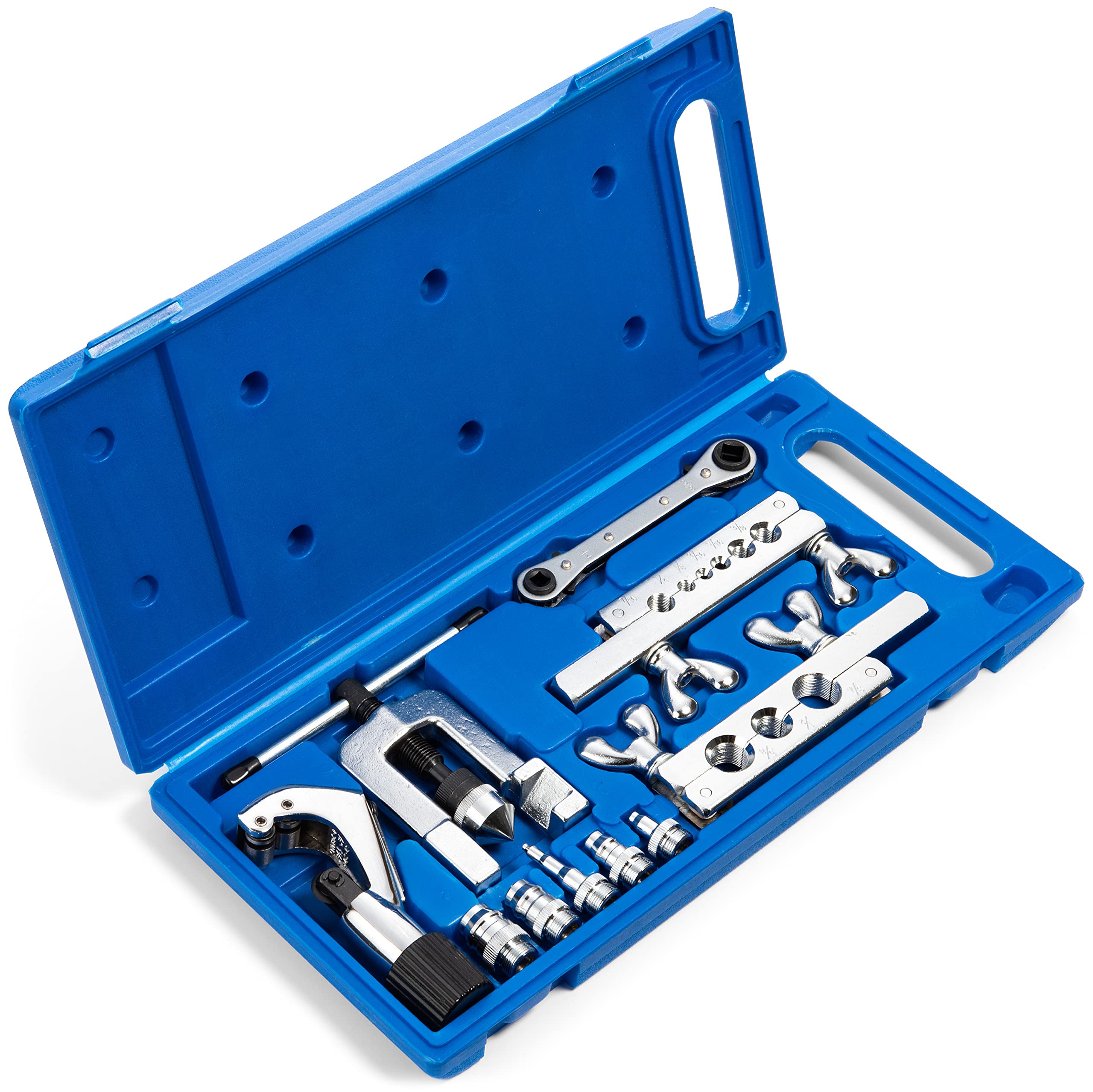 LORESO Flaring Tool Kit - Breakline & HVAC Swaging Tool Set for 45° Single Flares on Copper, Aluminum, Brass & Soft Steel Lines with Tube Cutter | Perfect for Refrigerator Repair, Auto AC Maintenance & Plumbing Projects