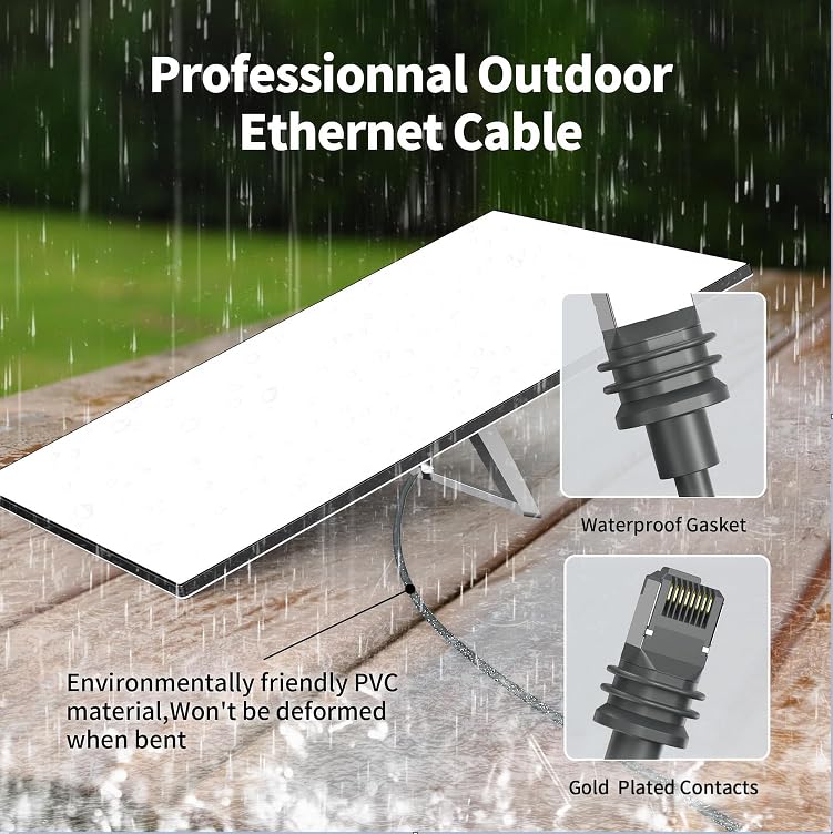 Starlink Gen 3 Replacement Cable 100FT/30.5M - Waterproof Satellite Extension Cord for Starlink Rectangular Dish (V3 Standard) | Perfect for Rural Internet, RV Travel & Off-Grid Connectivity