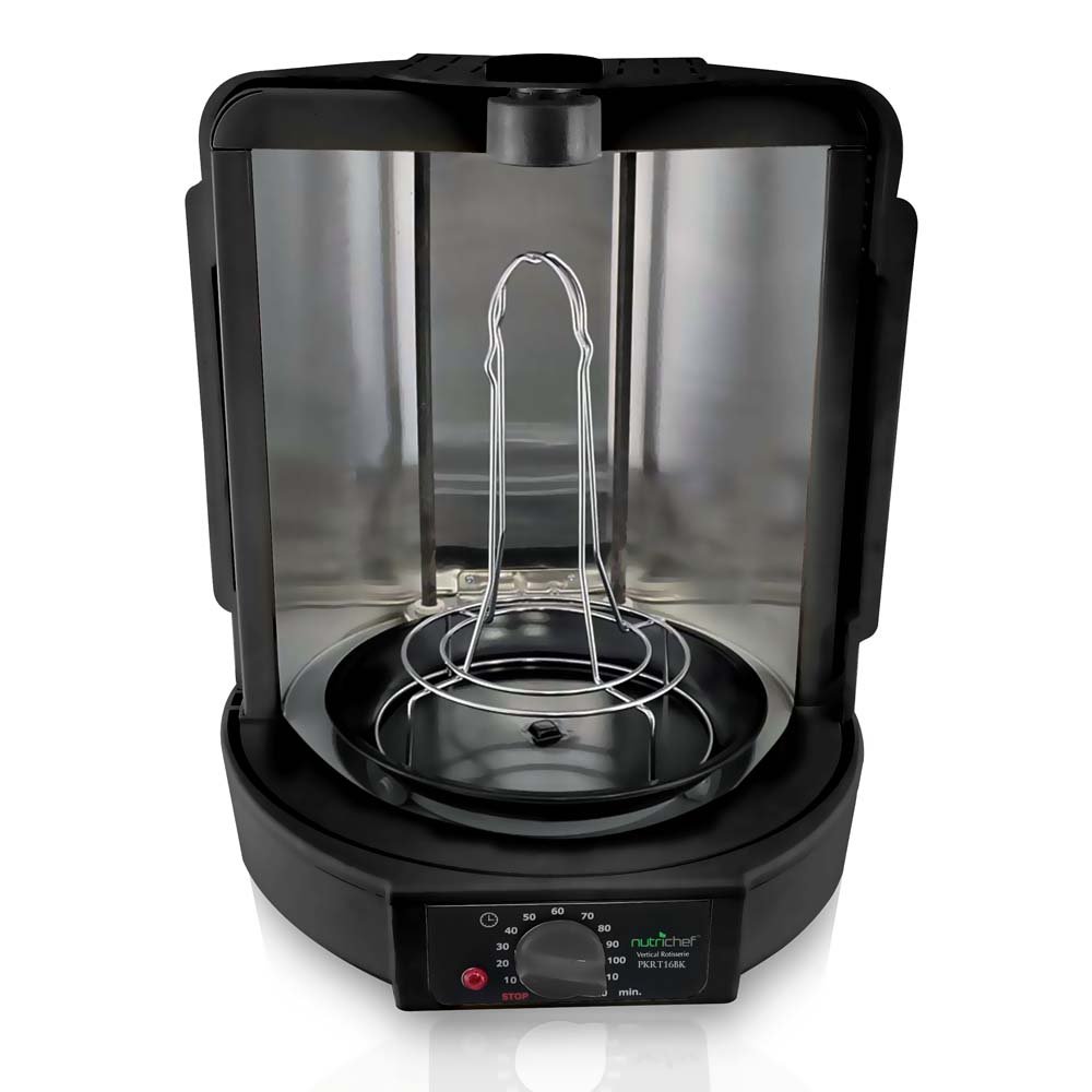 NutriChef Vertical Countertop Rotisserie Oven Roaster - Electric Shawarma & Kebab Grill Machine with Skewers, Rotisserie Rack, Basket Tower & Drip Tray - Perfect for Chicken, Turkey, Lamb - Ideal for Home Cooking, Parties & Outdoor BBQs