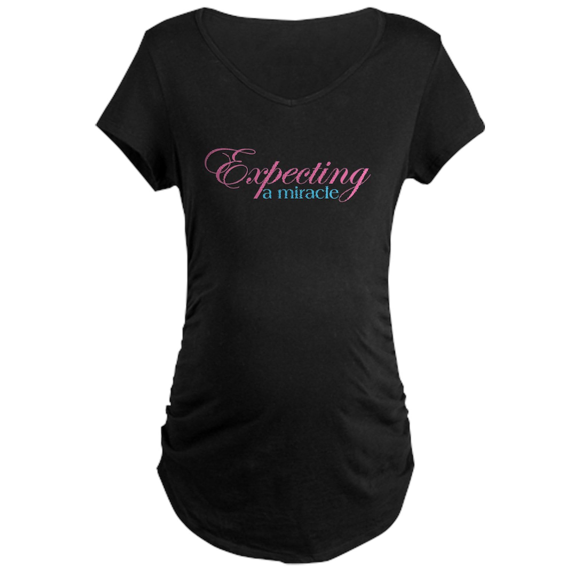 Expecting A Miracle Maternity T-Shirt for Women - Ruched Side Design, Comfortable Pregnancy Tee - Perfect for Baby Showers, Maternity Photos & Everyday Wear