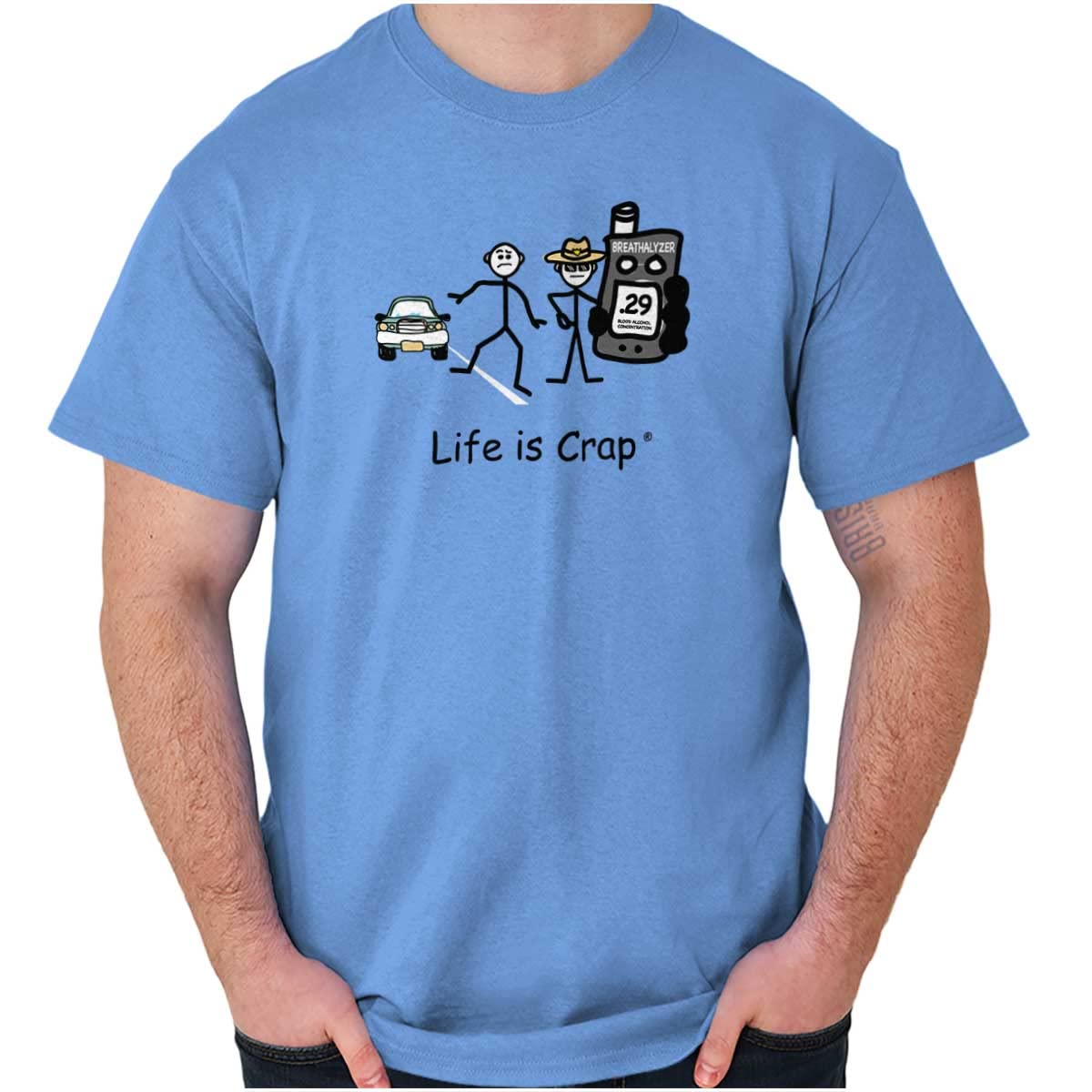 Brisco Brands Alcohol Breathalyzer DUI Test Graphic T-Shirt for Men & Women - Funny Drunk Driving Awareness Shirt for Parties, Bars, and Social Events