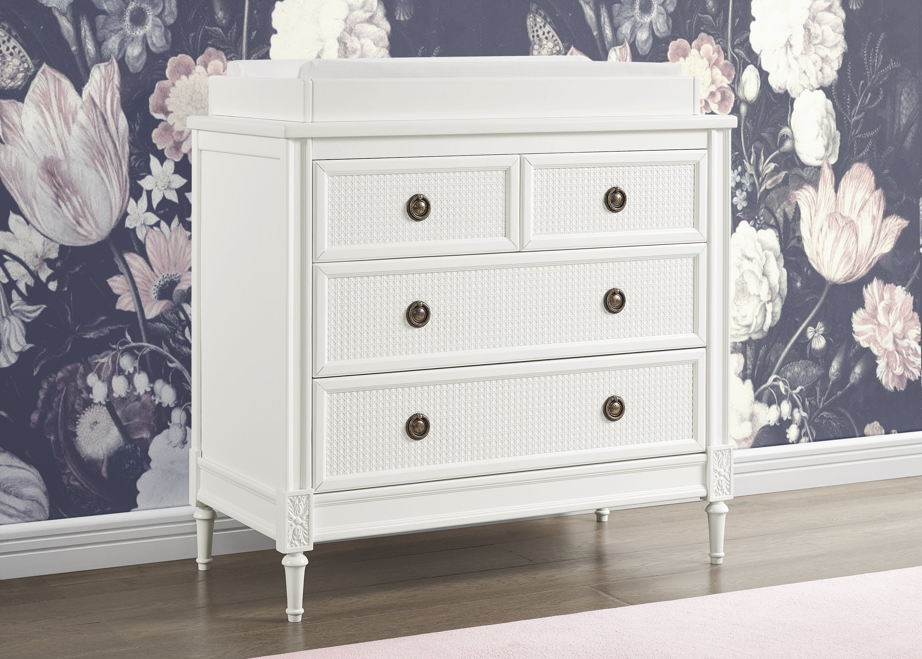 Madeline 4 Drawer Dresser with Changing Top - White Nursery Dresser with Changing Table for Baby Room Organization & Storage - Perfect for Newborn Essentials & Toddler Clothes