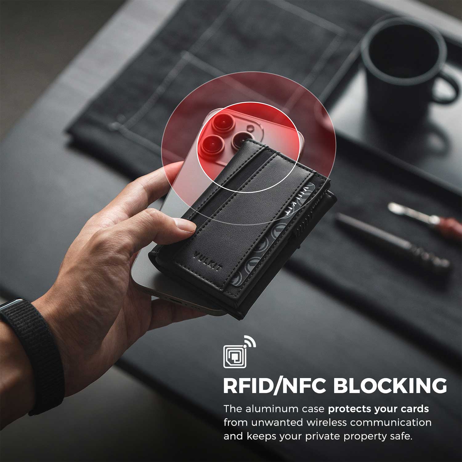 RFID Blocking Minimalist Men's Wallet with Coin Pocket & Key Holder - Slim Bifold Wallet for Cash, Cards & Spare Keys | Perfect for Travel, Work & Everyday Use