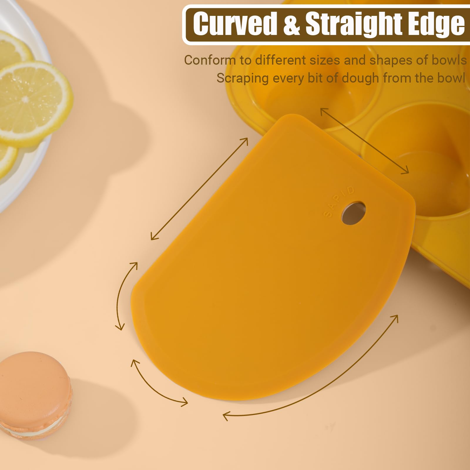 Premium Stainless Steel Silicone Dough Scraper Set - 2 Pack Flexible Baking Scraper with Curved Edge for Sourdough Bread, Pastry Making & Kitchen Prep (Food Grade, Gray & Orange) - Perfect for Bakers, Home Cooks & Professional Kitchens